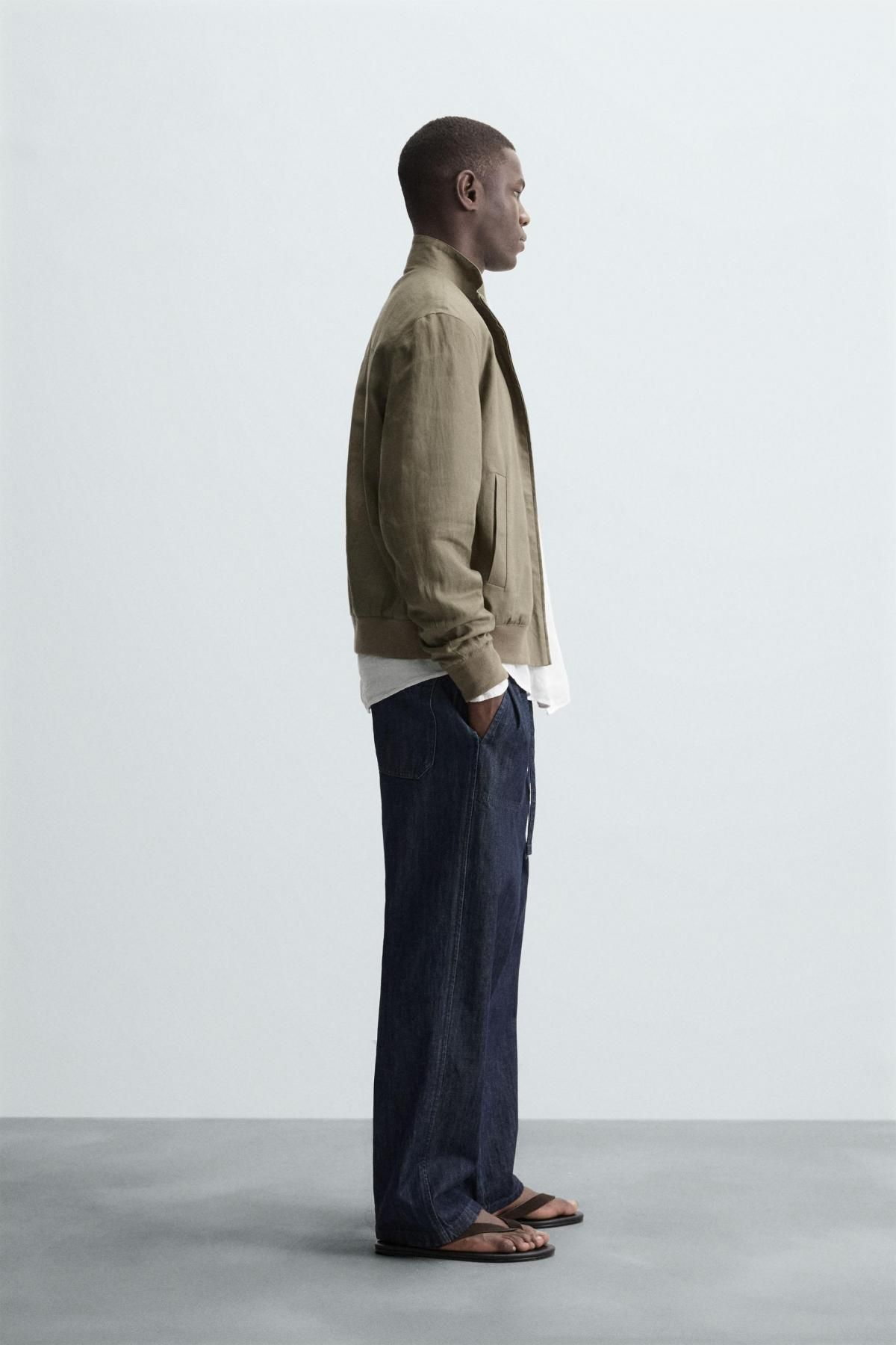 자라 린넨 테크니컬 봄버 재킷 4410/007 LIGHT KHAKI - 상세 이미지 5