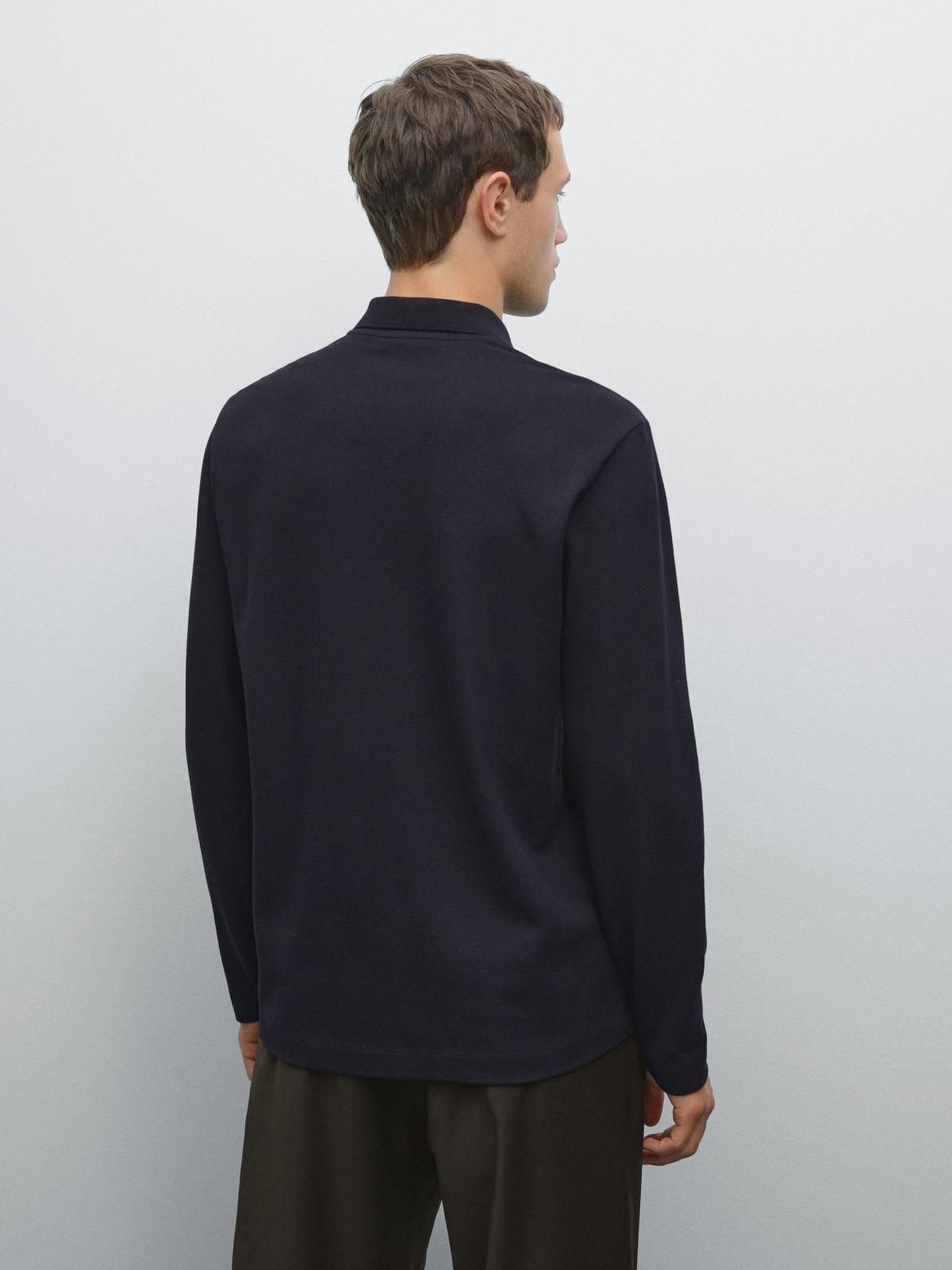 마시모두띠 프리미엄 머서라이즈 코튼 피케 긴팔 폴로셔츠 0620/156 NAVY BLUE - 상세 이미지 4