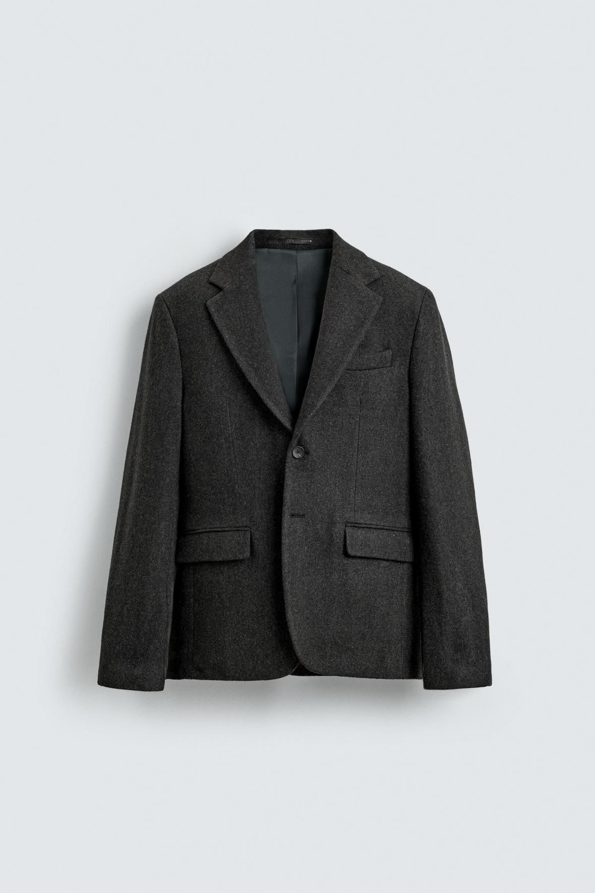 자라 헤링본 텍스처 울 혼방 블레이저 6429/733 GREEN - 메인 이미지