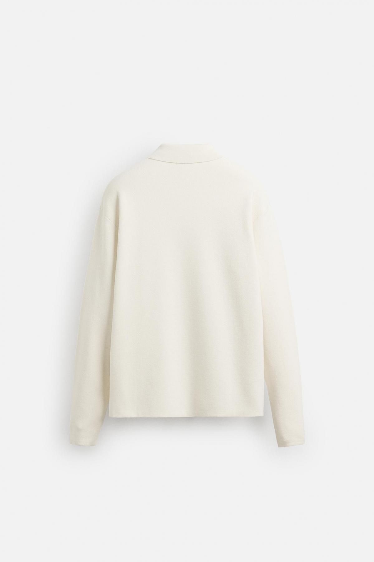자라 소프트터치 니트 긴팔 폴로 셔츠 5536/320 OYSTER-WHITE 이미지 8
