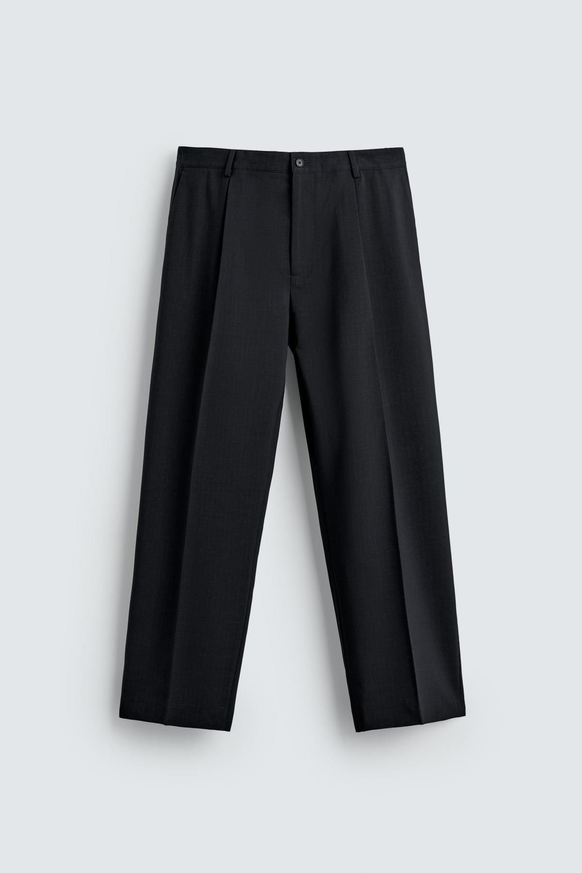 자라 와이드핏 스트라이프 테크니컬 정장 팬츠 5895/908 DARK NAVY 이미지 7