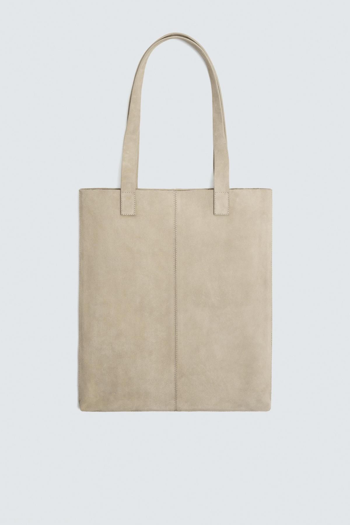 자라 스플릿 스웨이드 레더 토트백 3394/620 SAND BROWN - 상품 이미지