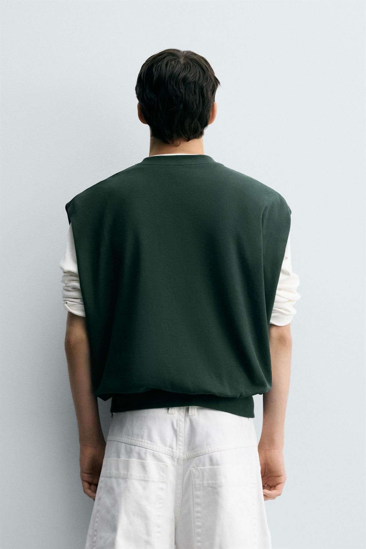 자라 테크니컬 스트레치 인터록 코튼 텍스처 베스트 5584/334 DUCK GREEN - 상세 이미지 4