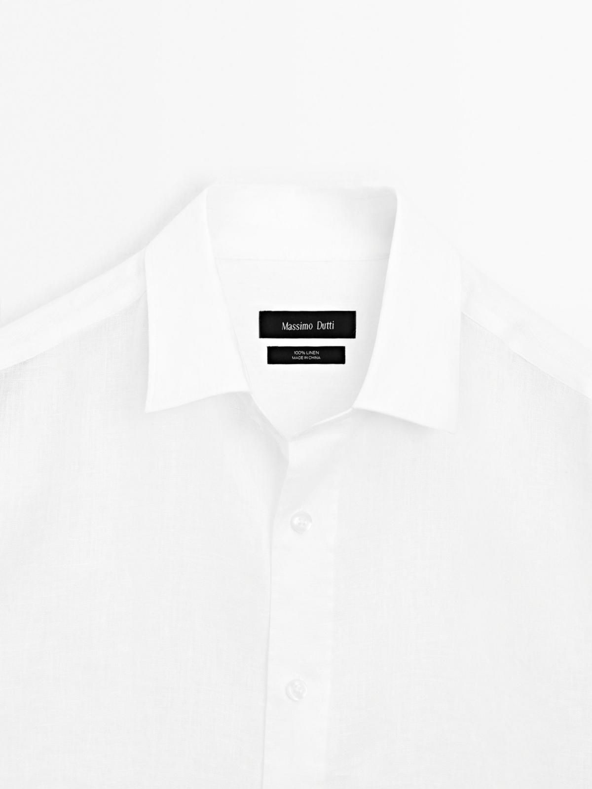 마시모두띠 프리미엄 린넨 슬림핏 긴팔셔츠 0100/777 WHITE - 상세 이미지 5