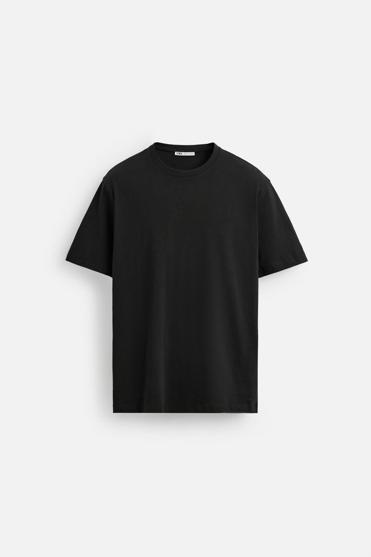 자라 베이직 미디엄웨이트 라운드 반팔 티셔츠 1887/470 BLACK - 메인 이미지