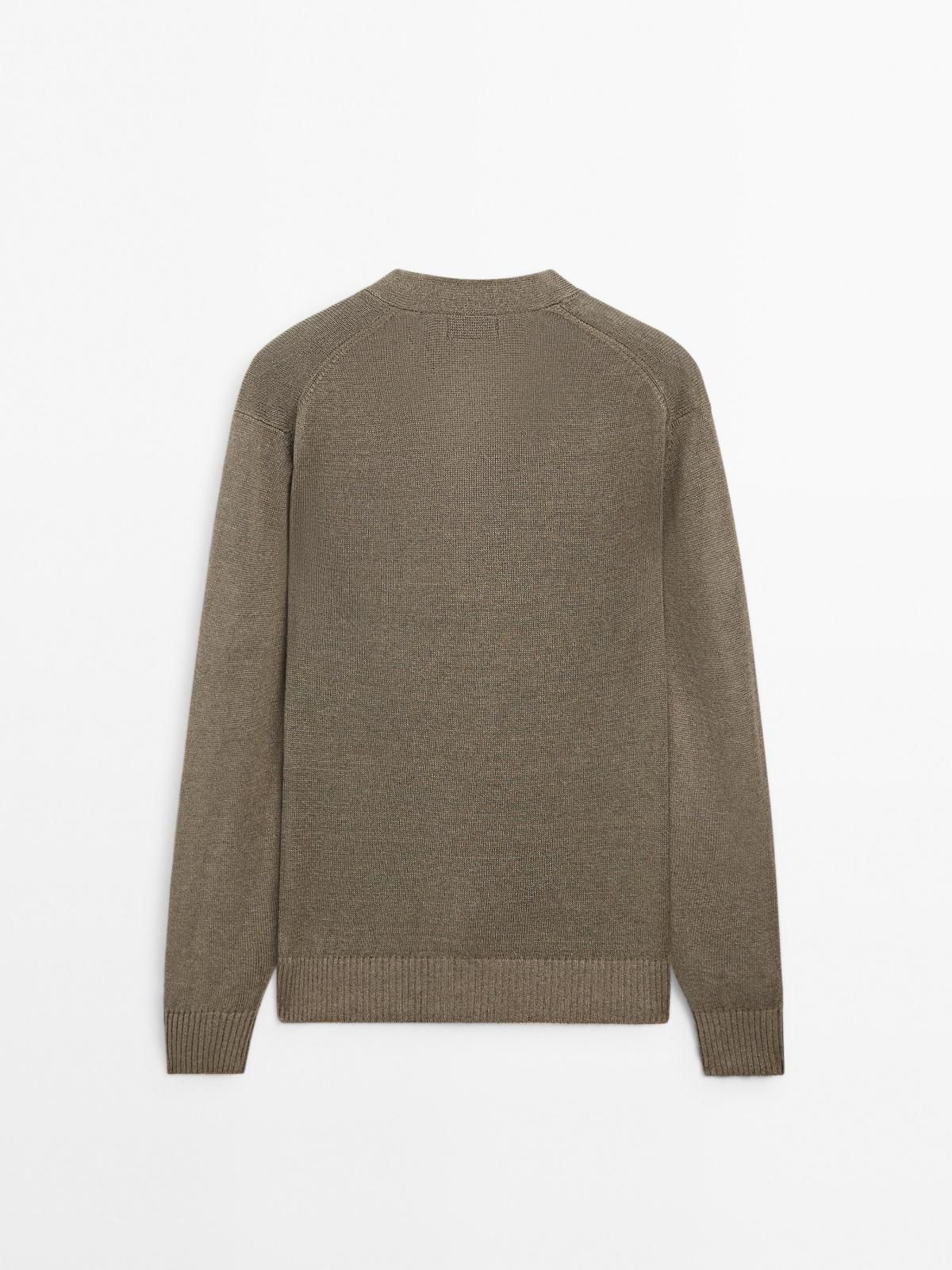 마시모두띠 라이트브라운 린넨블렌드 브이넥 니트 카디건 0956/203 MOLE BROWN - 상세 이미지 3