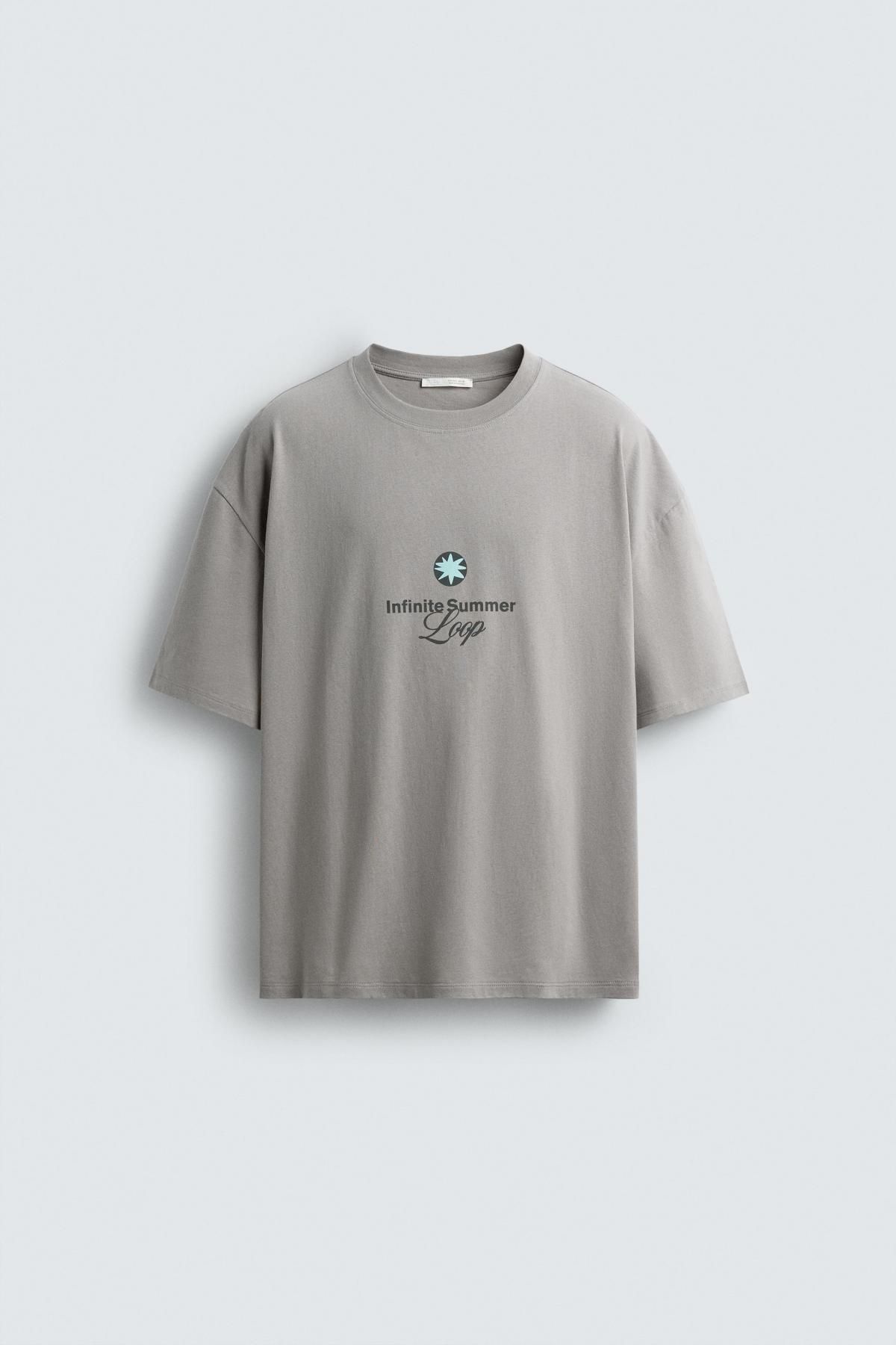 자라 스타 프린트 라운드 반팔 티셔츠 1259/302 LIGHT GREY - 메인 이미지