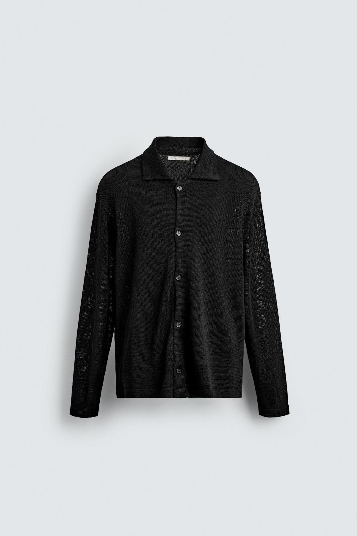 자라 블랙 테크니컬 릴랙스핏 니트 오버셔츠 5755/321 BLACK - 상품 이미지