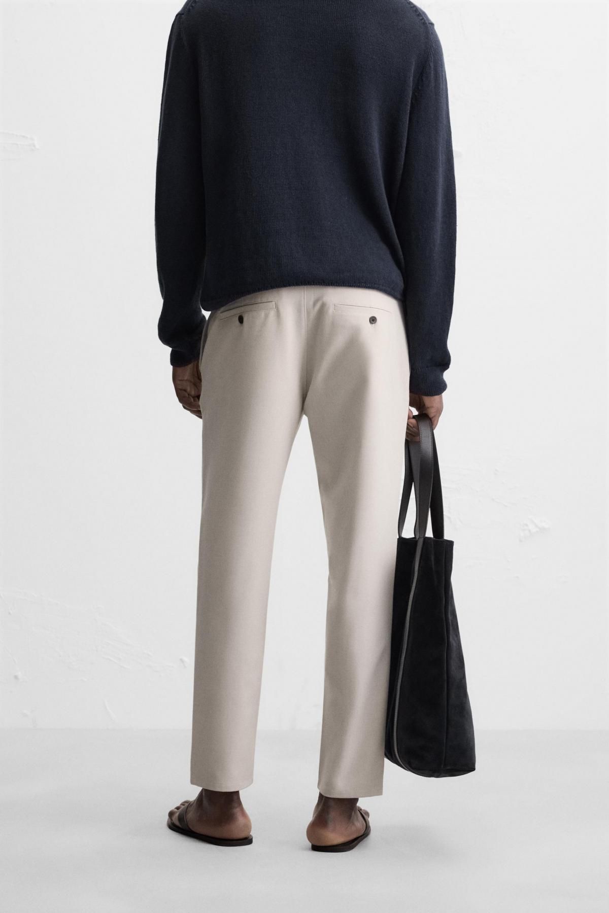 자라 컴포트 텍스처 슬림핏 팬츠 0706/650 LIGHT SAND - 상세 이미지 4