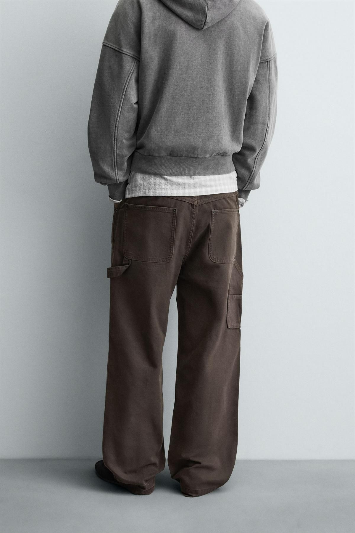 자라 빈티지 스플래터 와이드 카펜터 코튼 팬츠 4365/307 BROWN - 상세 이미지 3