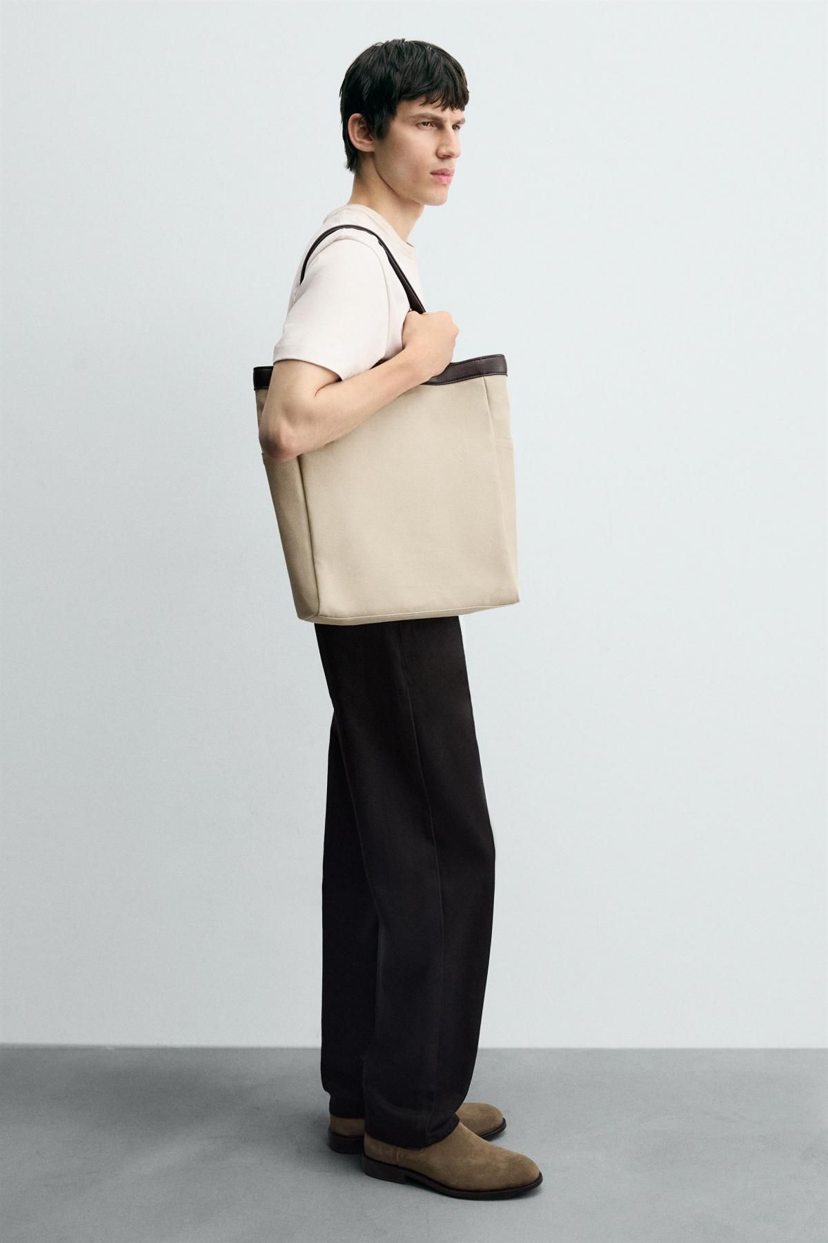 자라 베이직 코튼 토트백 3351/620 BEIGE - 상세 이미지 2