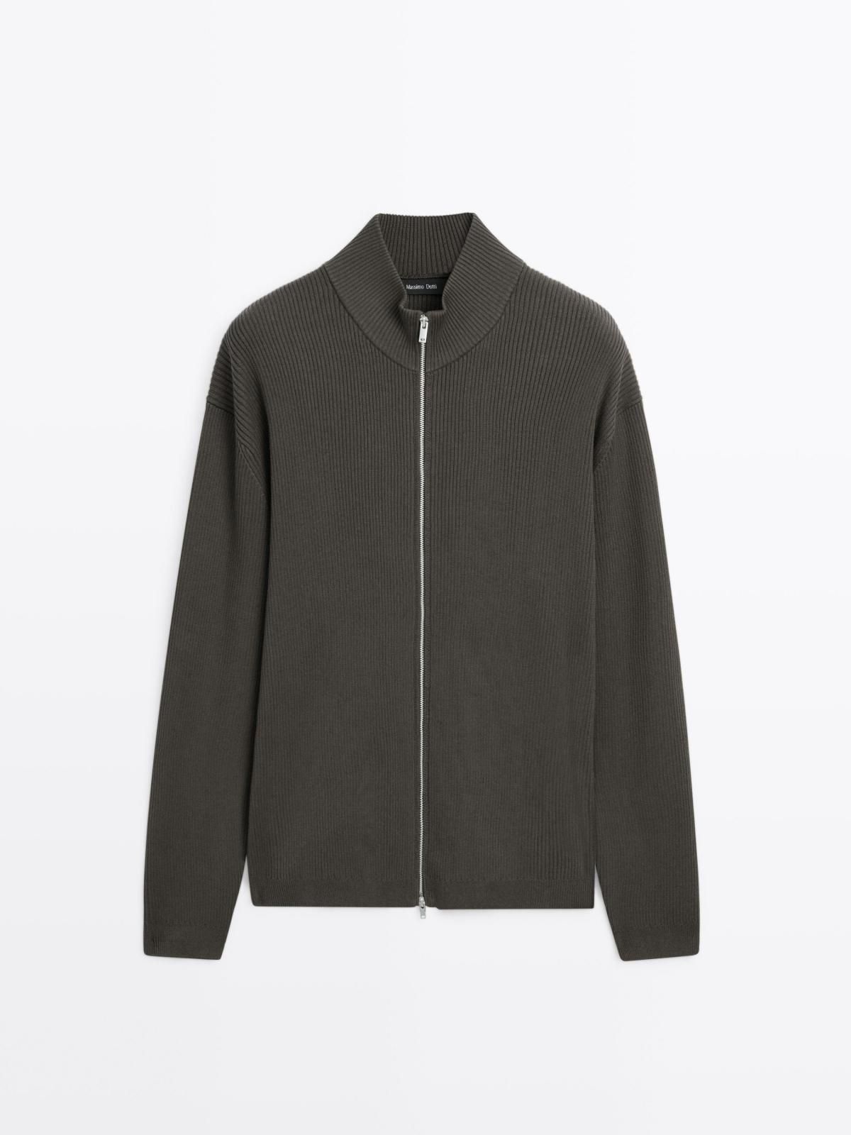 마시모두띠 100 코튼 테크니컬 집업 니트 가디건 1035/201 ANTHRACITE GREY - 상품 이미지
