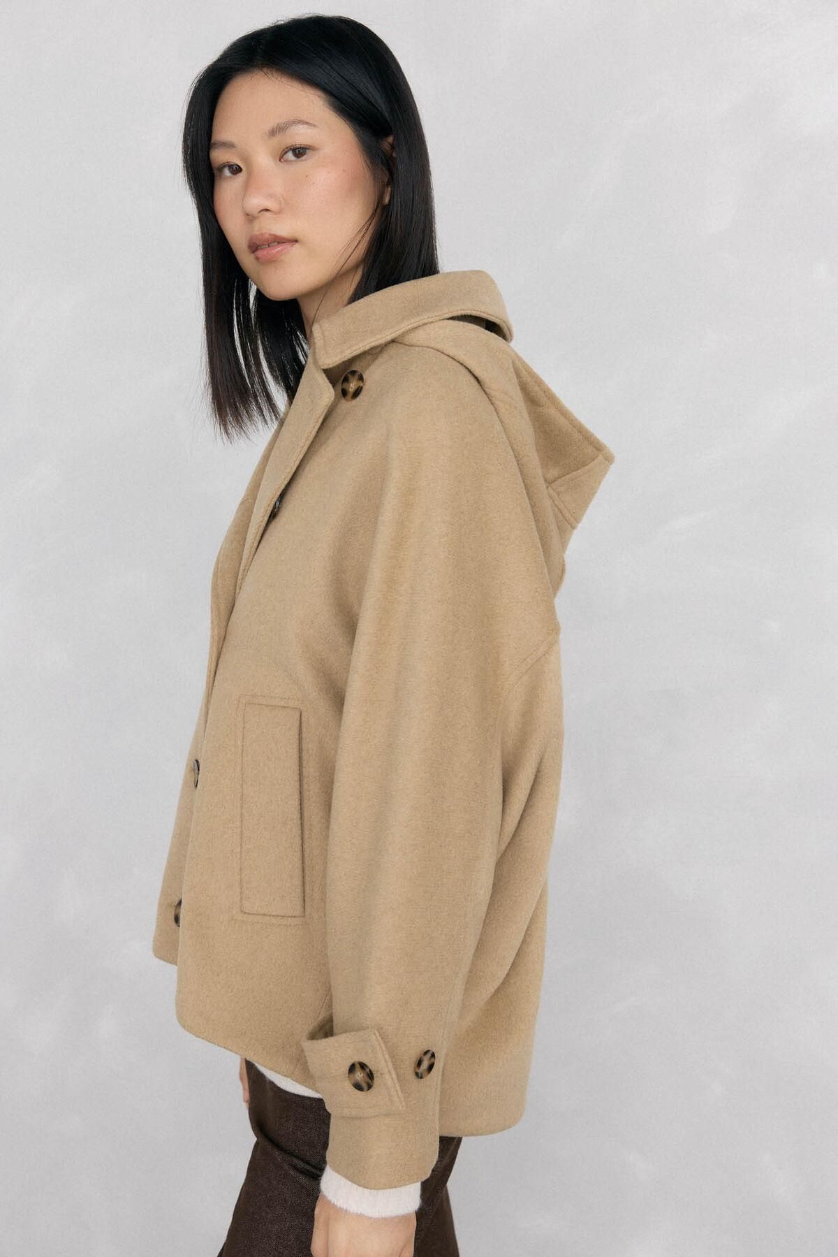 페드로 델 이에로 오버핏 케이프 스타일 후드 숏코트 7522247 BEIGE - 상세 이미지 4