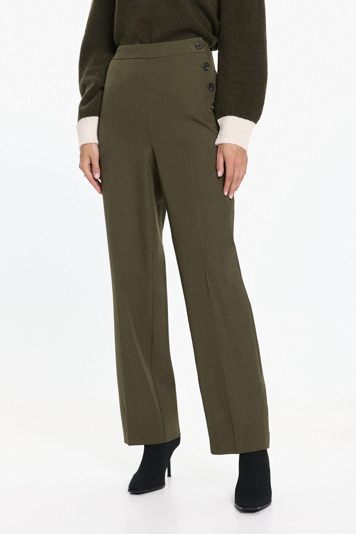 베로모다 스트레이트 버튼 디테일 슬랙스 팬츠 3722162 VERDE - 상품 이미지