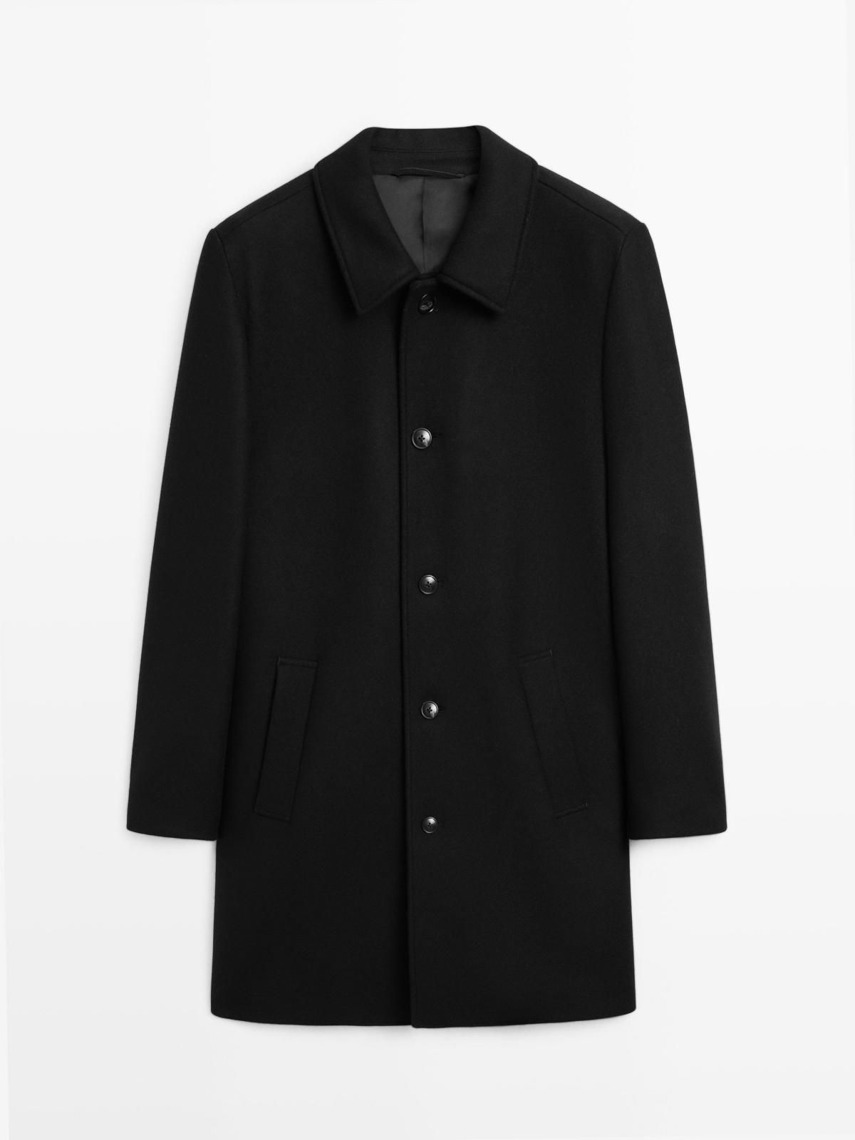 마시모두띠 클래식 울블렌드 블랙 미디 싱글코트 2895/373 BLACK - 상품 이미지