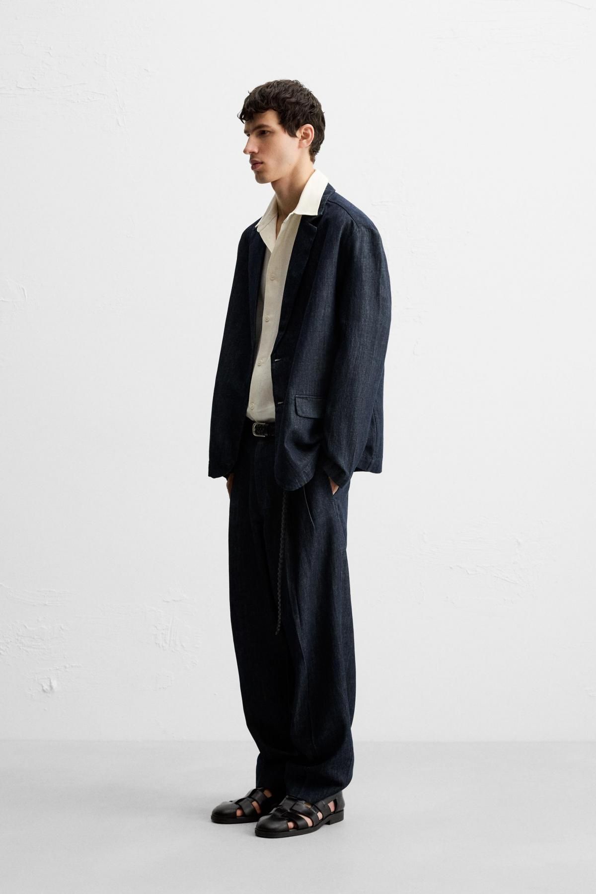 자라 하이라이즈 와이드 크롭 데님 팬츠 0840/487 INDIGO - 상세 이미지 4