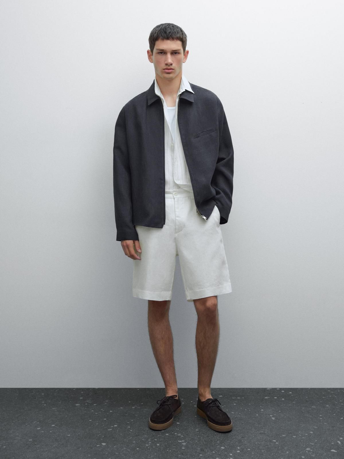 마시모두띠 라이트 린넨 베이직 버뮤다 반바지 2903/007 OFF WHITE - 상세 이미지 2