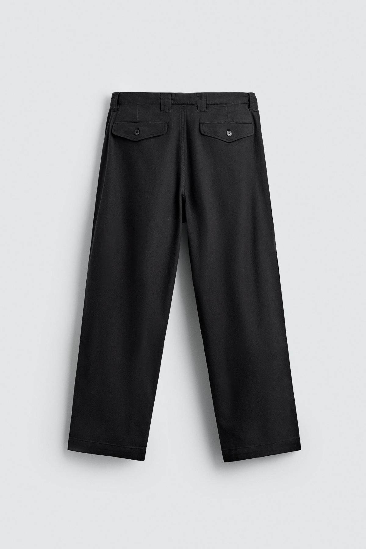자라 미니멀 릴랙스핏 플리츠 슬랙스 팬츠 8574/338 NAVY BLUE 이미지 7