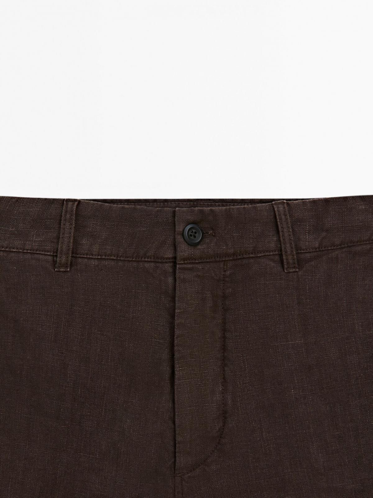 마시모두띠 내추럴 린넨 버뮤다 쇼츠 2901/007 BROWN 이미지 6