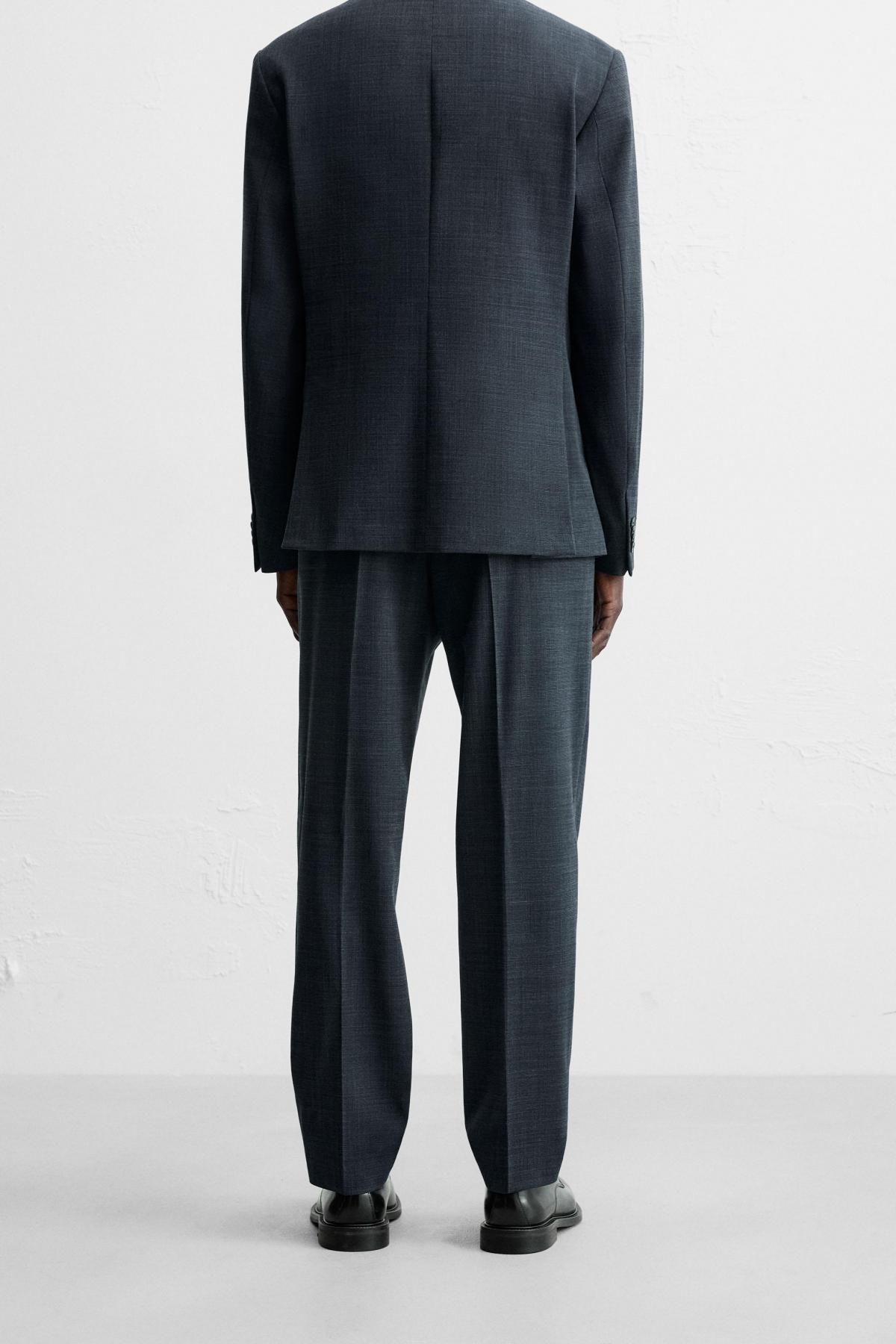 자라 울블렌드 슬림핏 텍스처 수트 팬츠 5675/718 BLUE / INDIGO - 상세 이미지 3