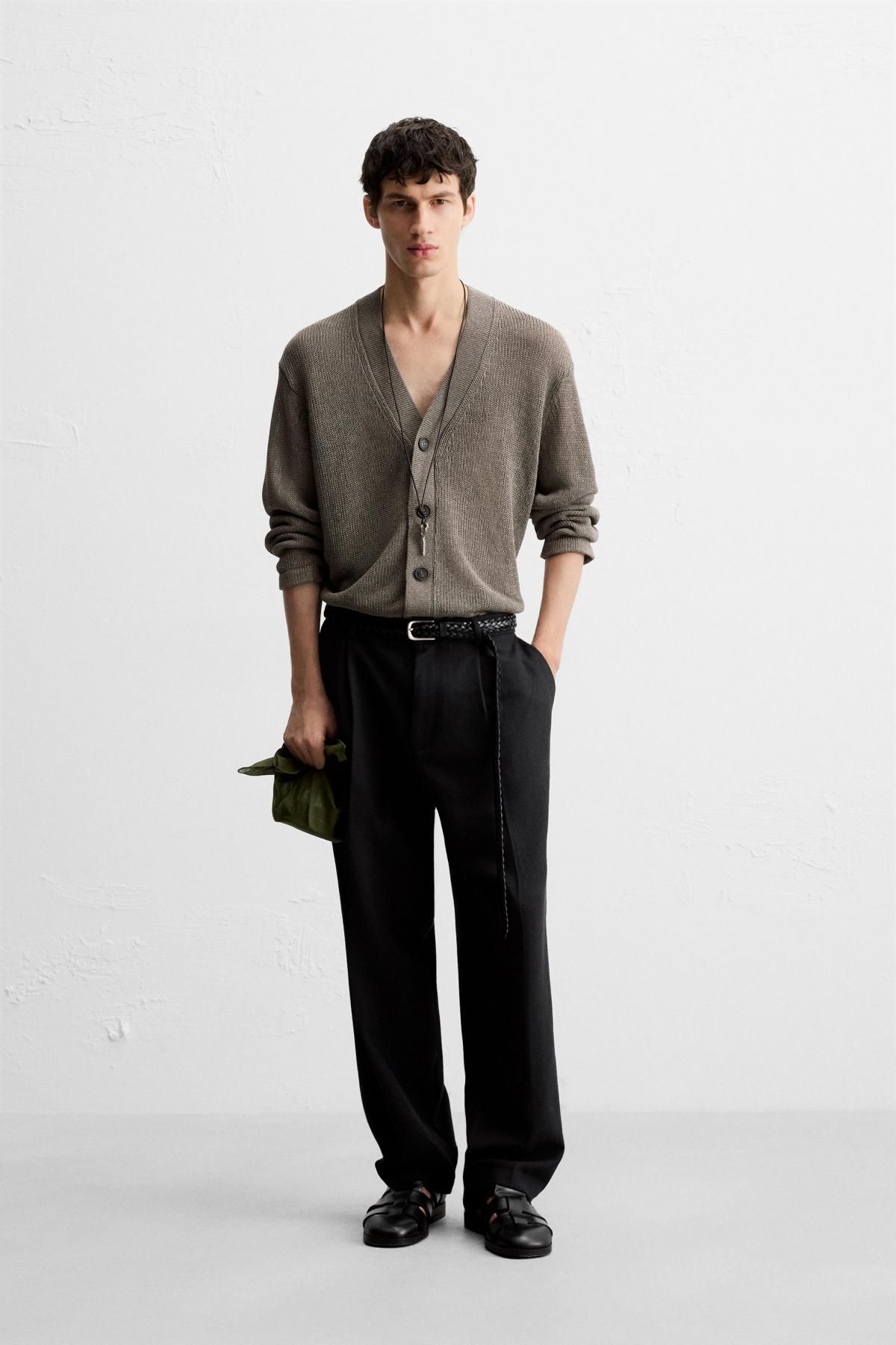 자라 오픈니트 텍스처 브이넥 가디건 6674/311 BROWN / TAUPE - 상세 이미지 2