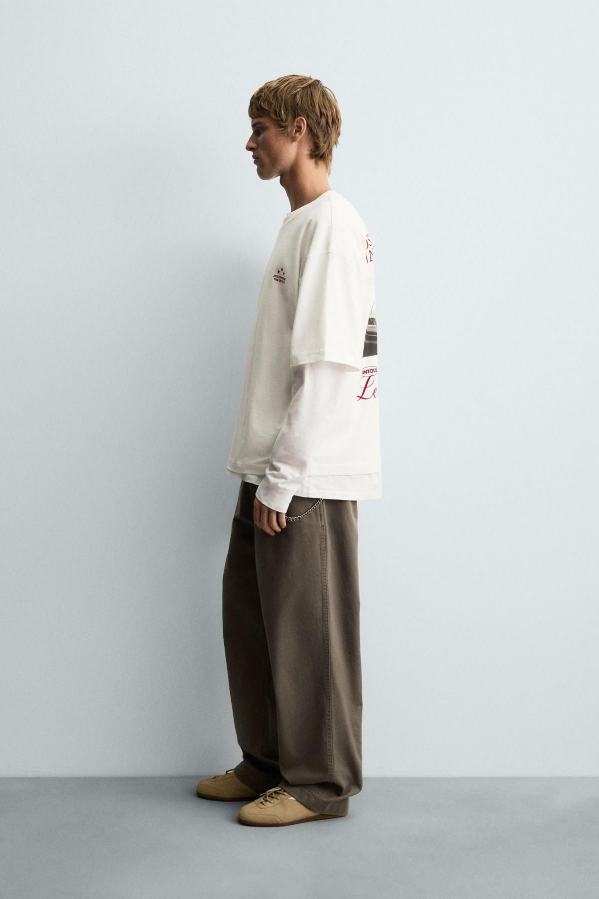 자라 포토 그래픽 프린트 레터링 반팔 티셔츠 3665/314 OYSTER-WHITE - 상세 이미지 5