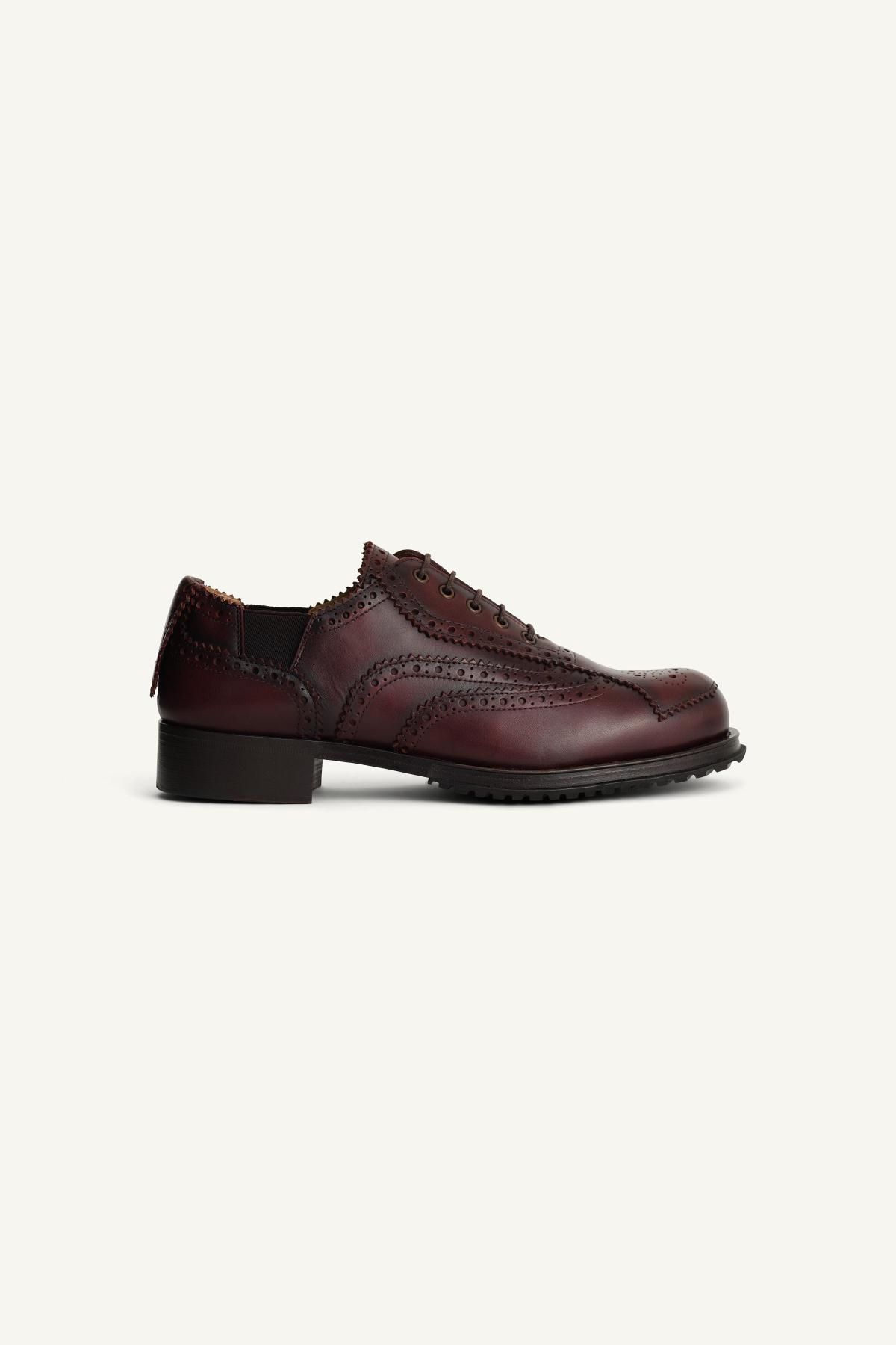 자라 한정판 클래식 브로그 레더 슈즈 2467/620 BURGUNDY RED - 메인 이미지