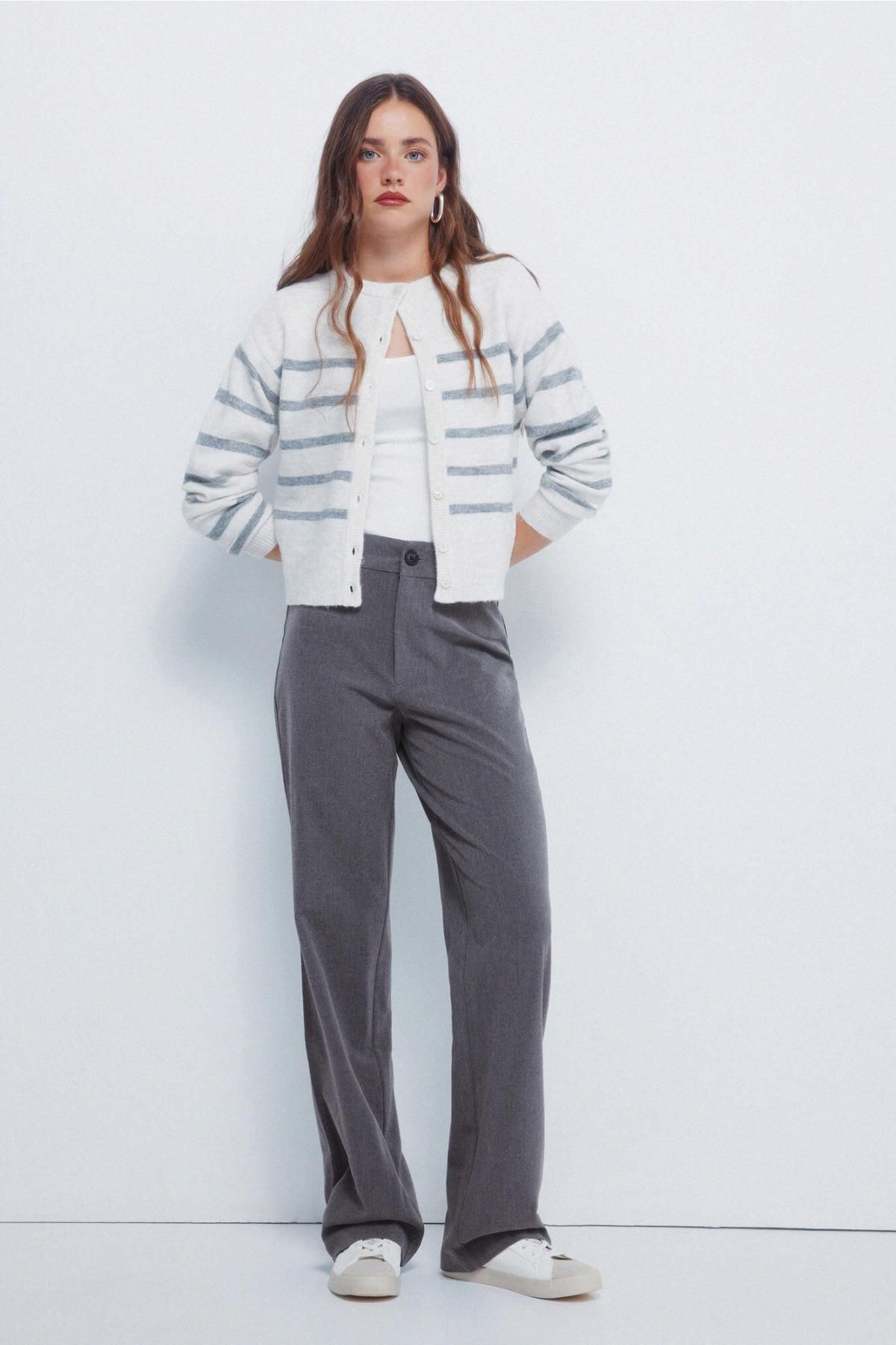 스프링필드 테일러드 하이웨이스트 스트레이트 팬츠 6832085 GRIS - 상세 이미지 2