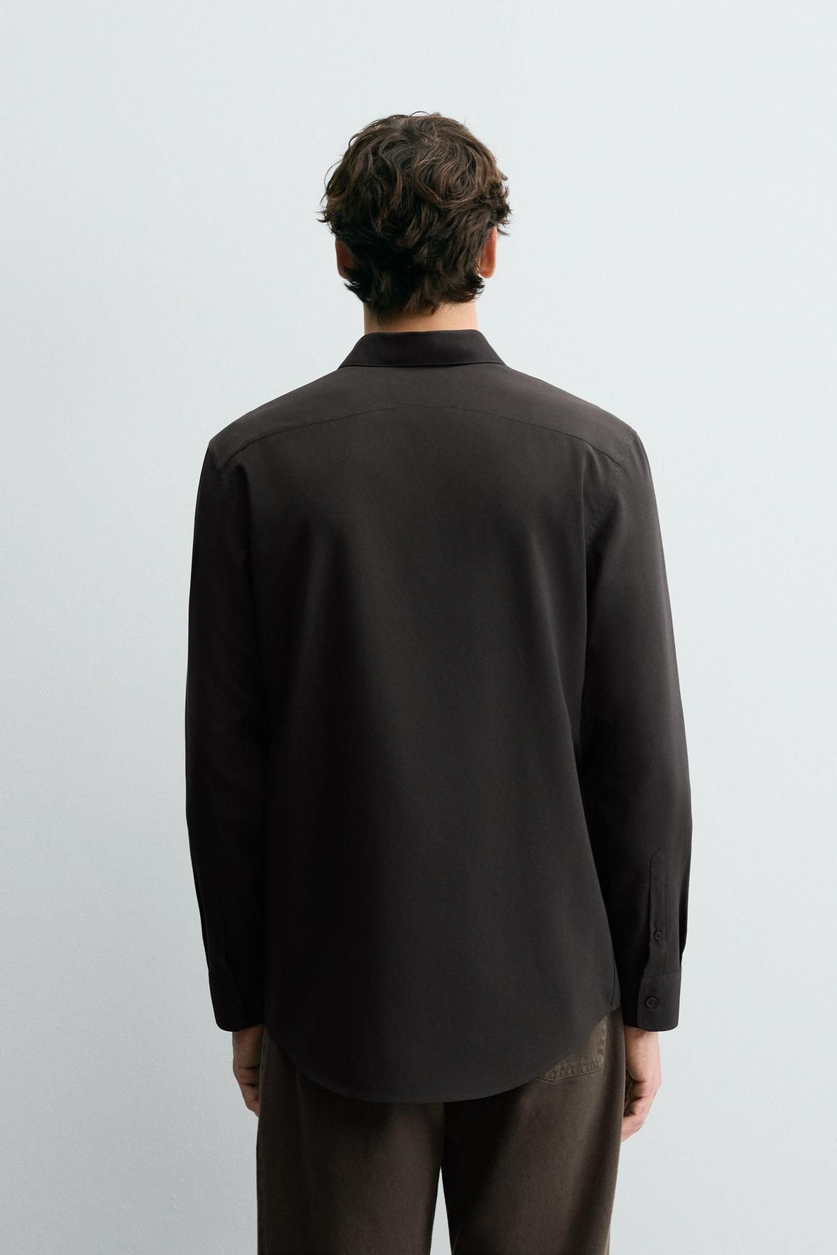 자라 블랙 슬림핏 이지케어 긴팔 셔츠 4408/147 BROWN - 상세 이미지 4