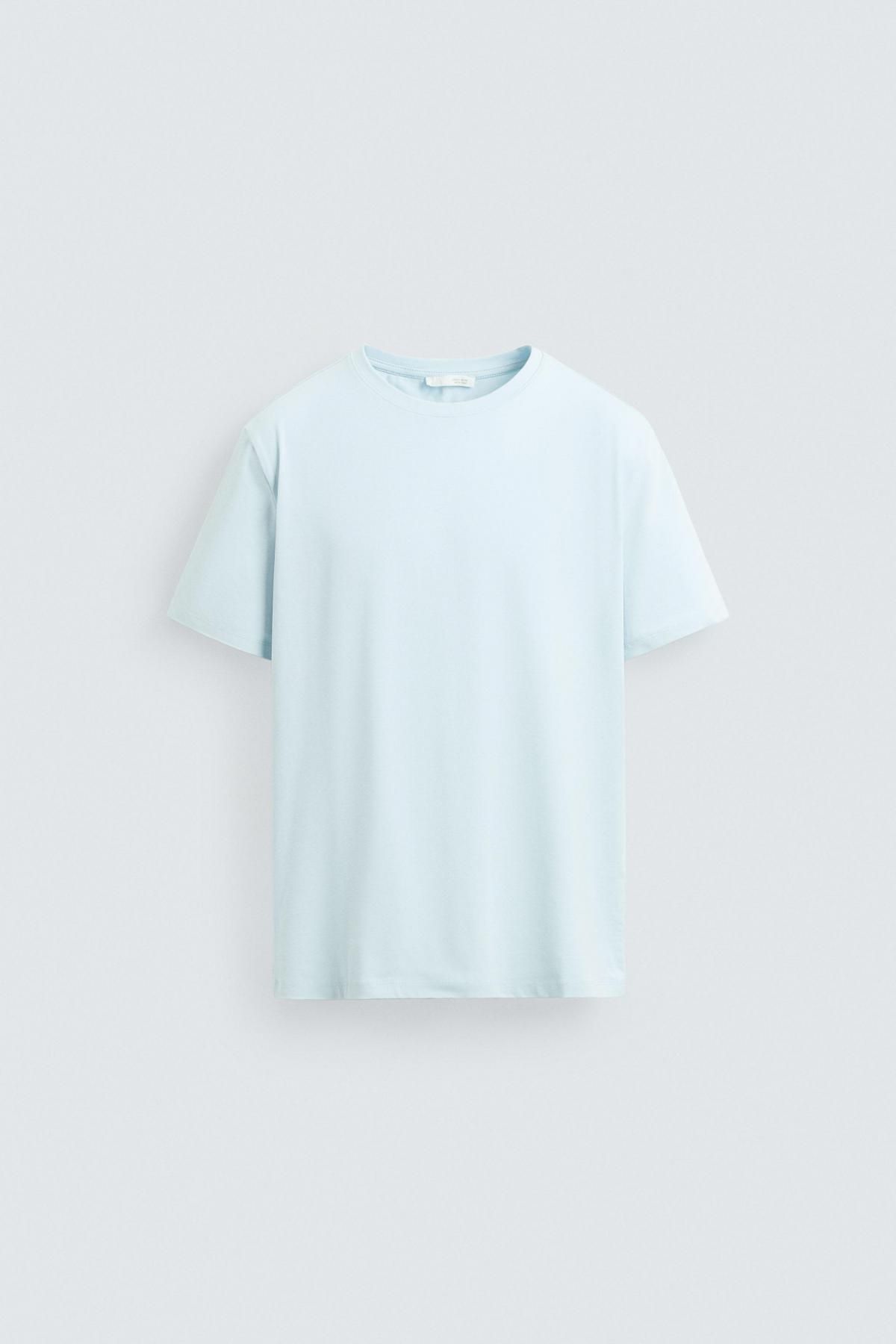 자라 미니멀 슬림핏 라운드넥 반팔 티셔츠 5584/401 SKY BLUE - 메인 이미지