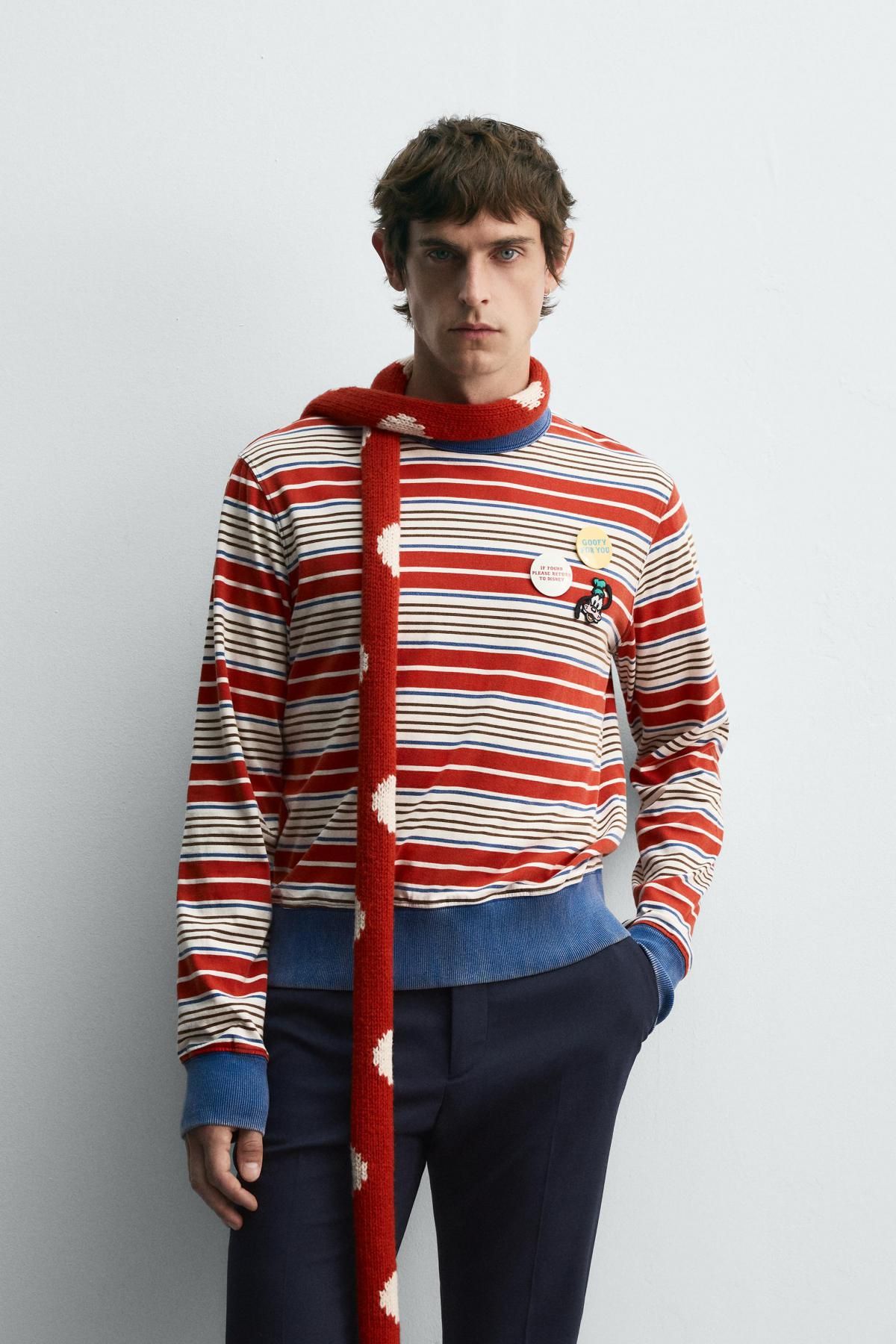 자라 스트라이프 긴팔 티셔츠 X 해리 램버트 디즈니 1887/302 RED/NAVY - 상세 이미지 3
