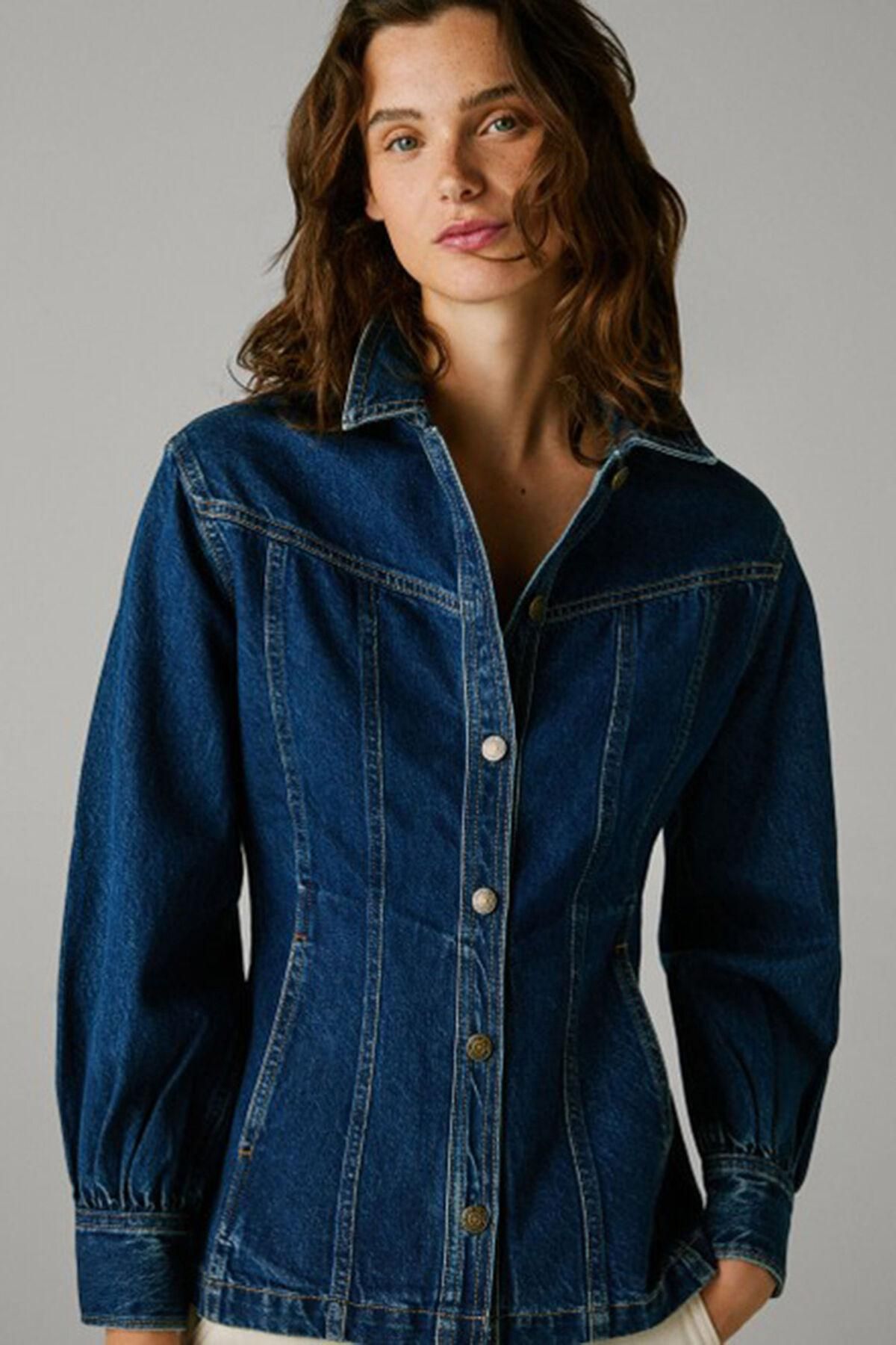 페페진스 다크블루 데님 테크니컬 레귤러핏 재킷 0132053 AZUL - 메인 이미지