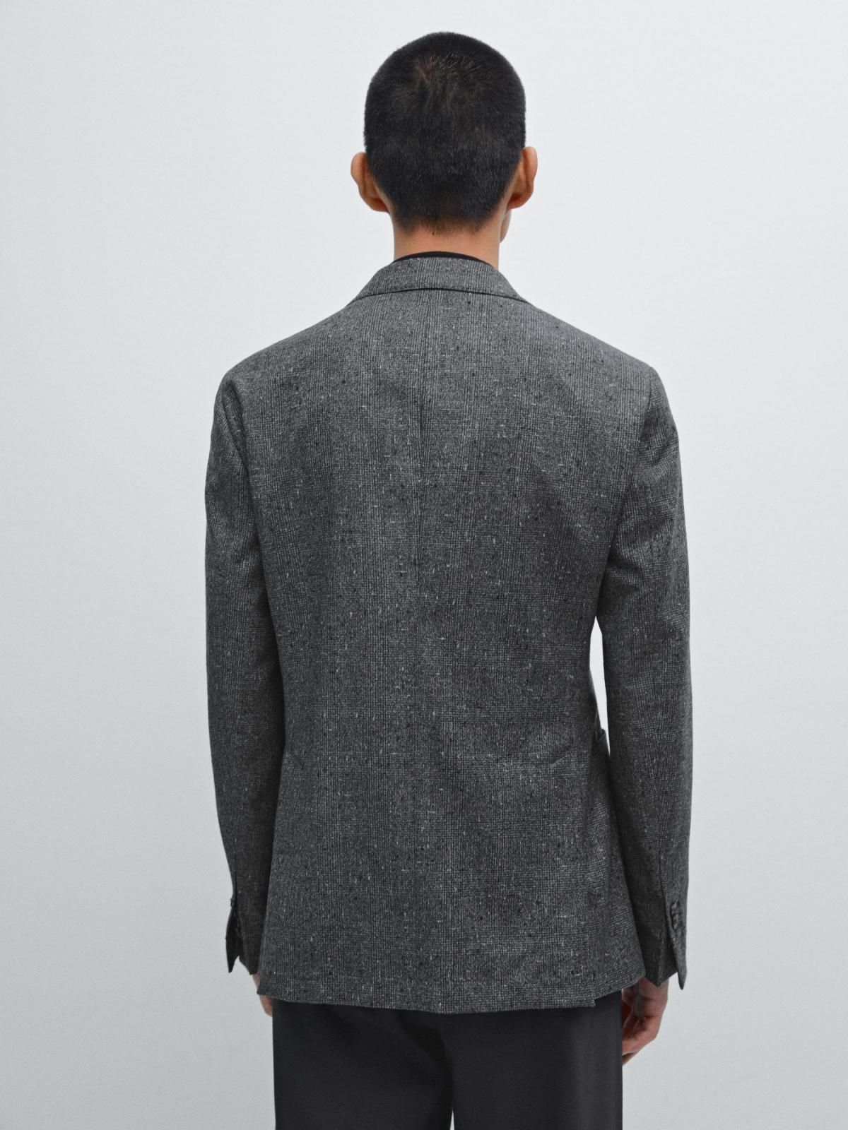 마시모두띠 테크니컬 텍스처 체크 울 블렌드 테일러드 재킷 3519/514 GREY - 상세 이미지 5