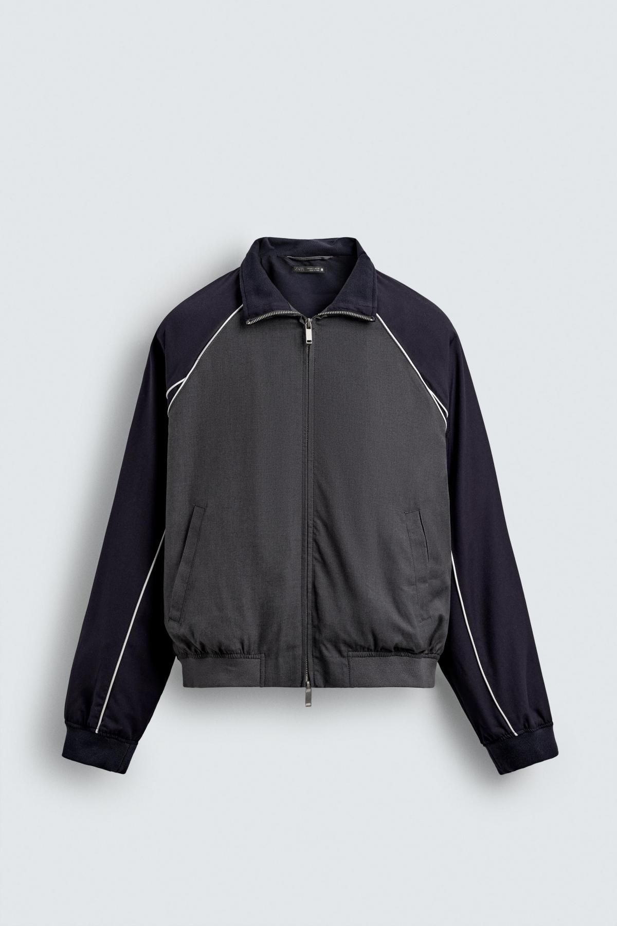 자라 테크니컬 배색 블록 집업 재킷 3715/705 BLUE / GREY - 메인 이미지