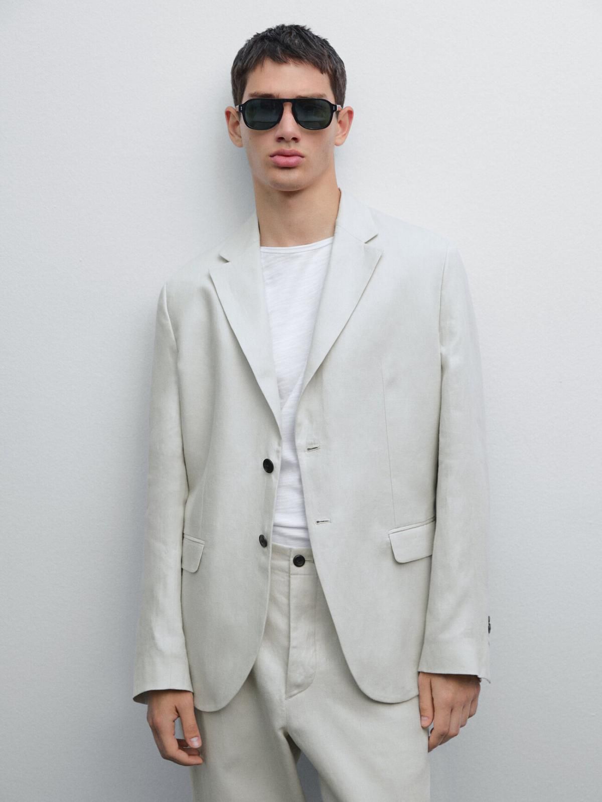 마시모두띠 리넨 100 싱글 테일러드 블레이저 2801/353 LIGHT BEIGE - 상세 이미지 3