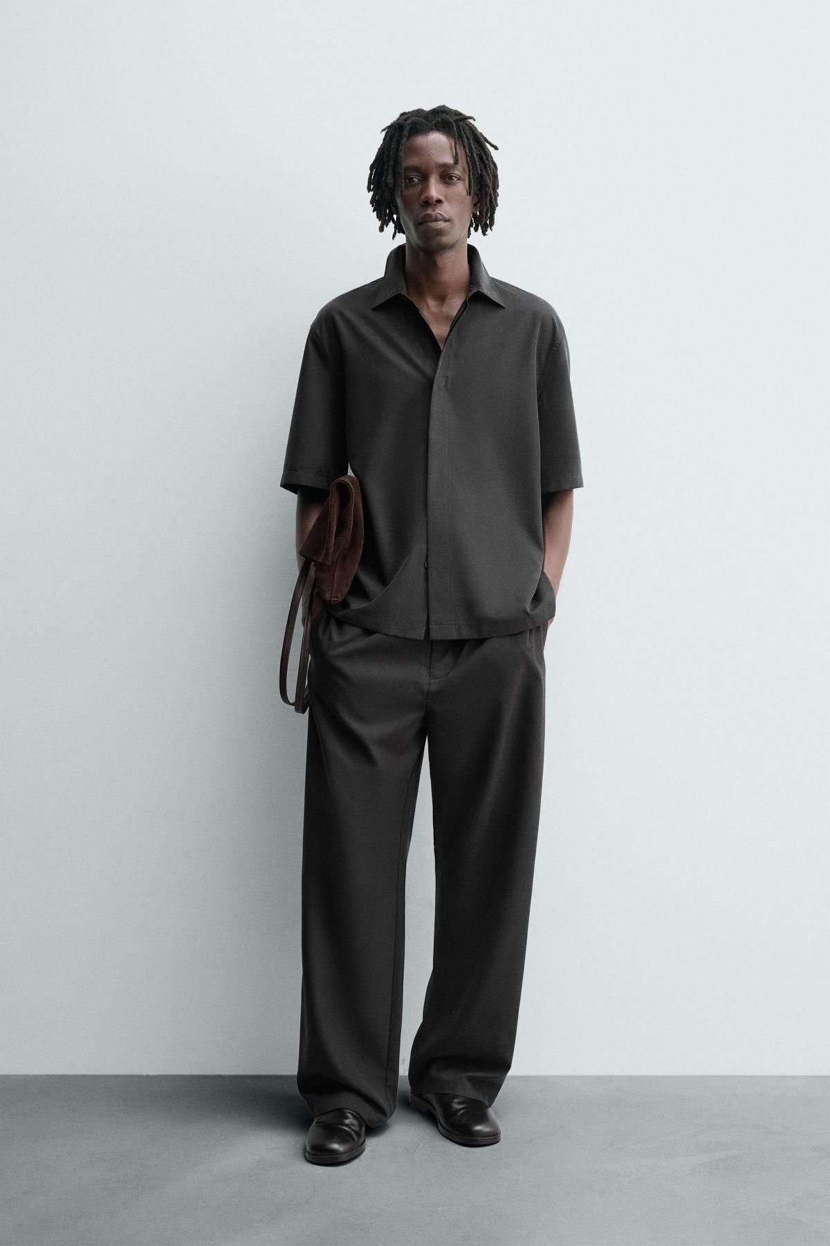 자라 미니멀 릴렉스핏 플루이드 반팔 셔츠 1437/391 DARK GREY - 상세 이미지 2