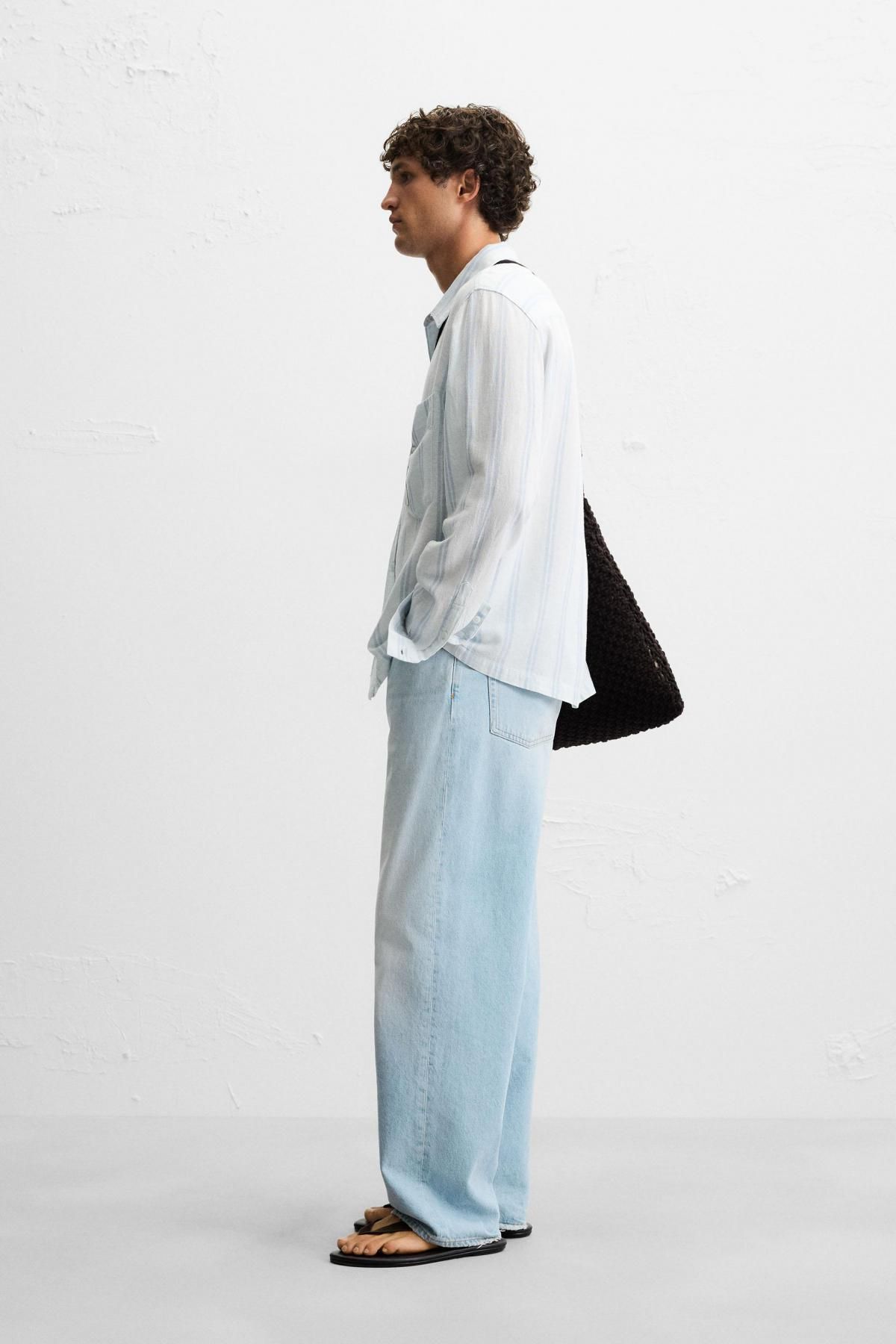 자라 스트라이프 텍스처 코튼 블렌드 긴팔 셔츠 6085/335 STRIPED - 상세 이미지 5