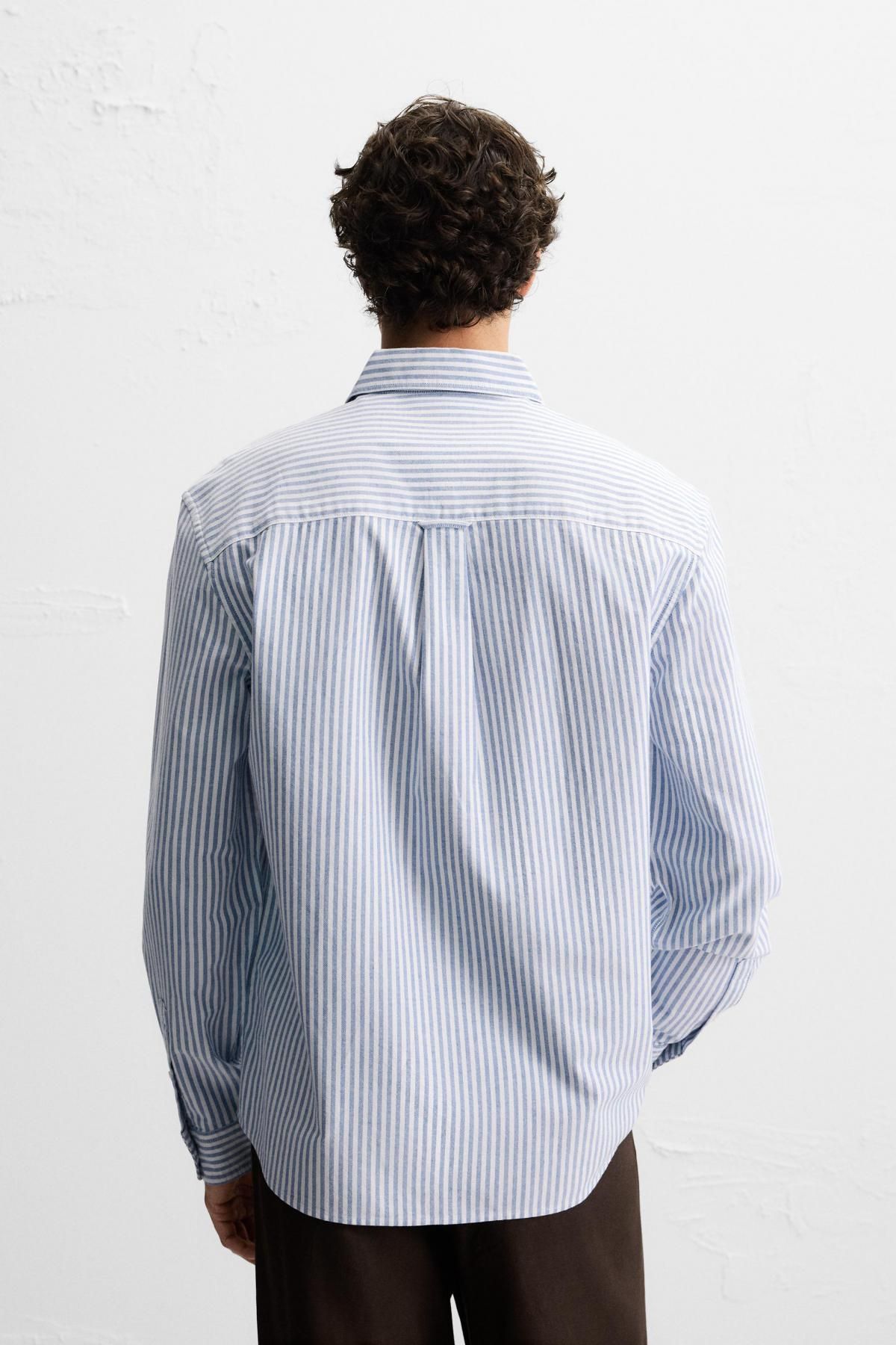 자라 스트라이프 텍스처 옥스포드 긴팔셔츠 1063/417 WHITE / SKY BLUE - 상세 이미지 4