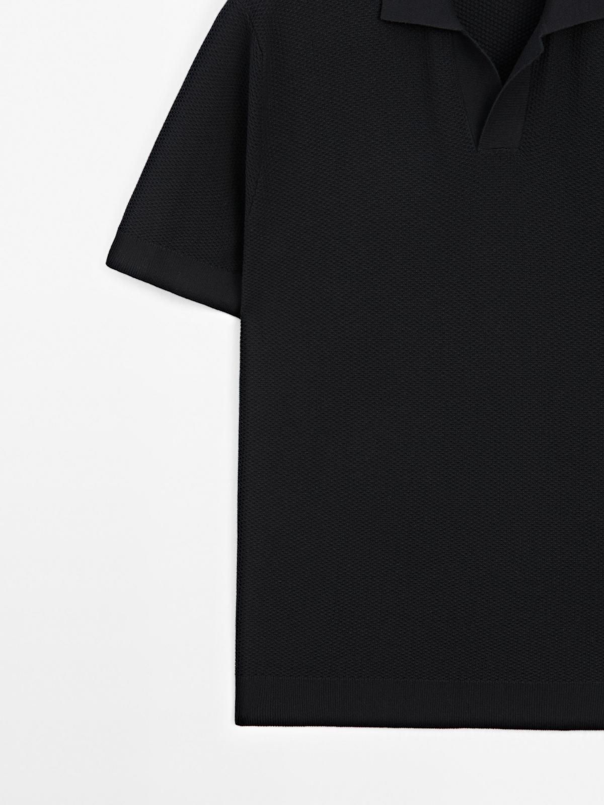 마시모두띠 텍스처드 브이넥 코튼 니트 반팔 폴로셔츠 0910/201 NAVY BLUE - 상세 이미지 4