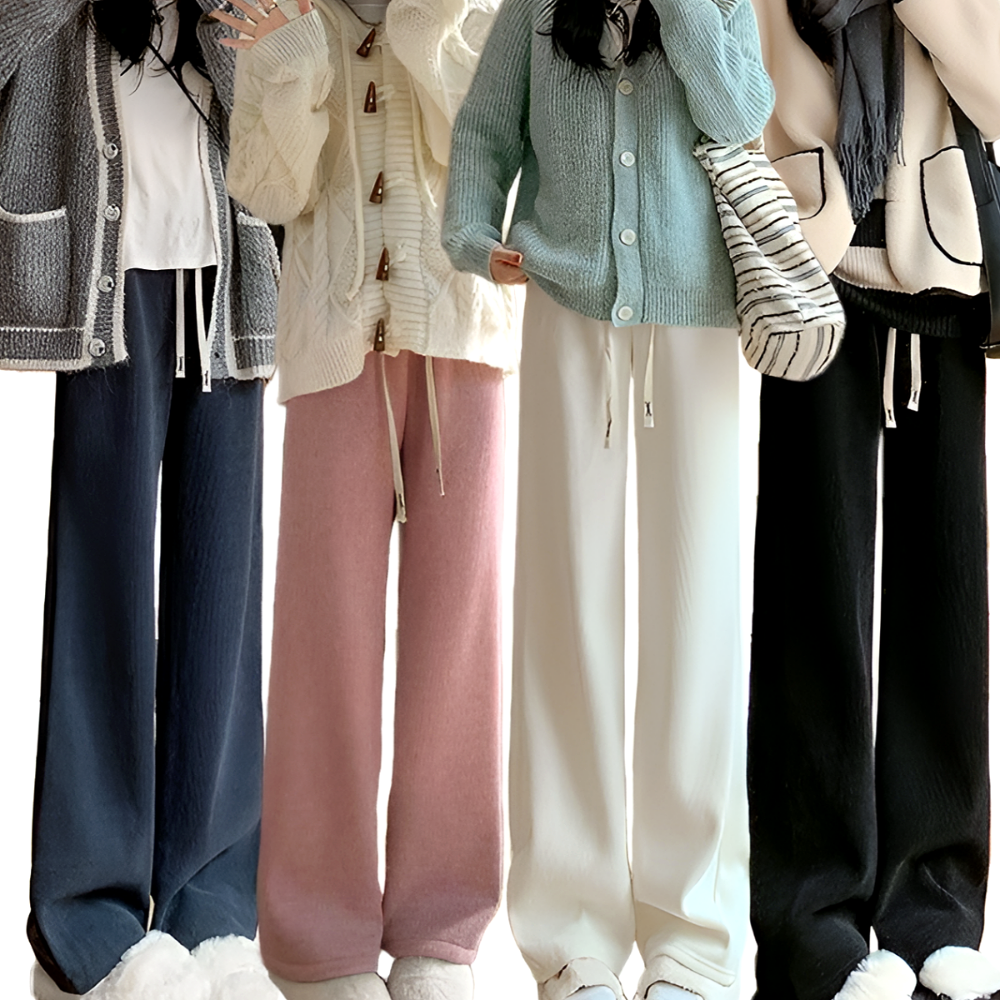 코듀로이 기모 와이드팬츠 여성 골덴 밴딩바지 6color 차콜, 심플타입 Free(44-77) - 상세 이미지 5