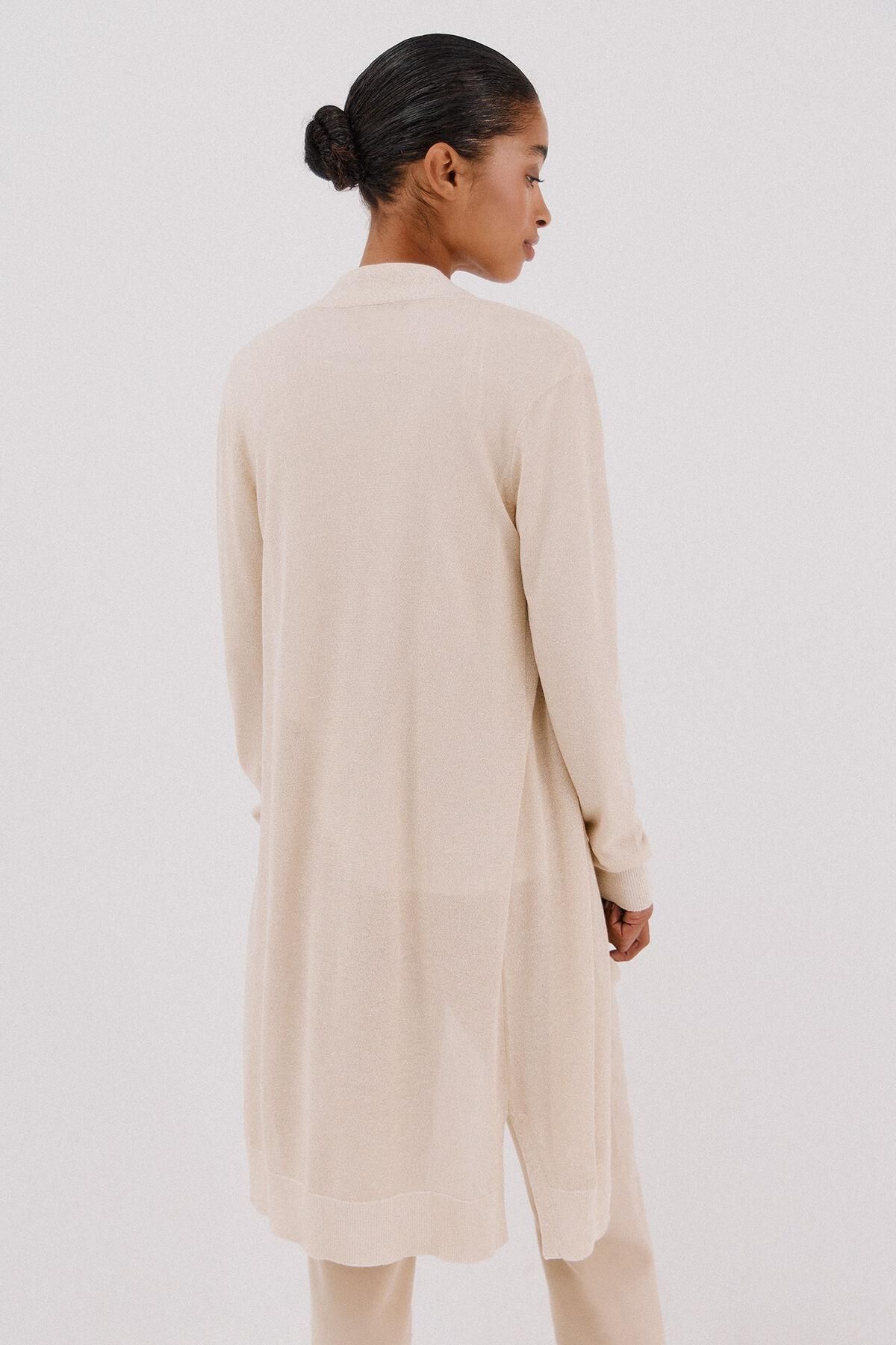 꼬르떼피엘 라이트 베이지 메탈릭 루렉스 롱 니트 카디건 6242662 BEIGE - 상세 이미지 4
