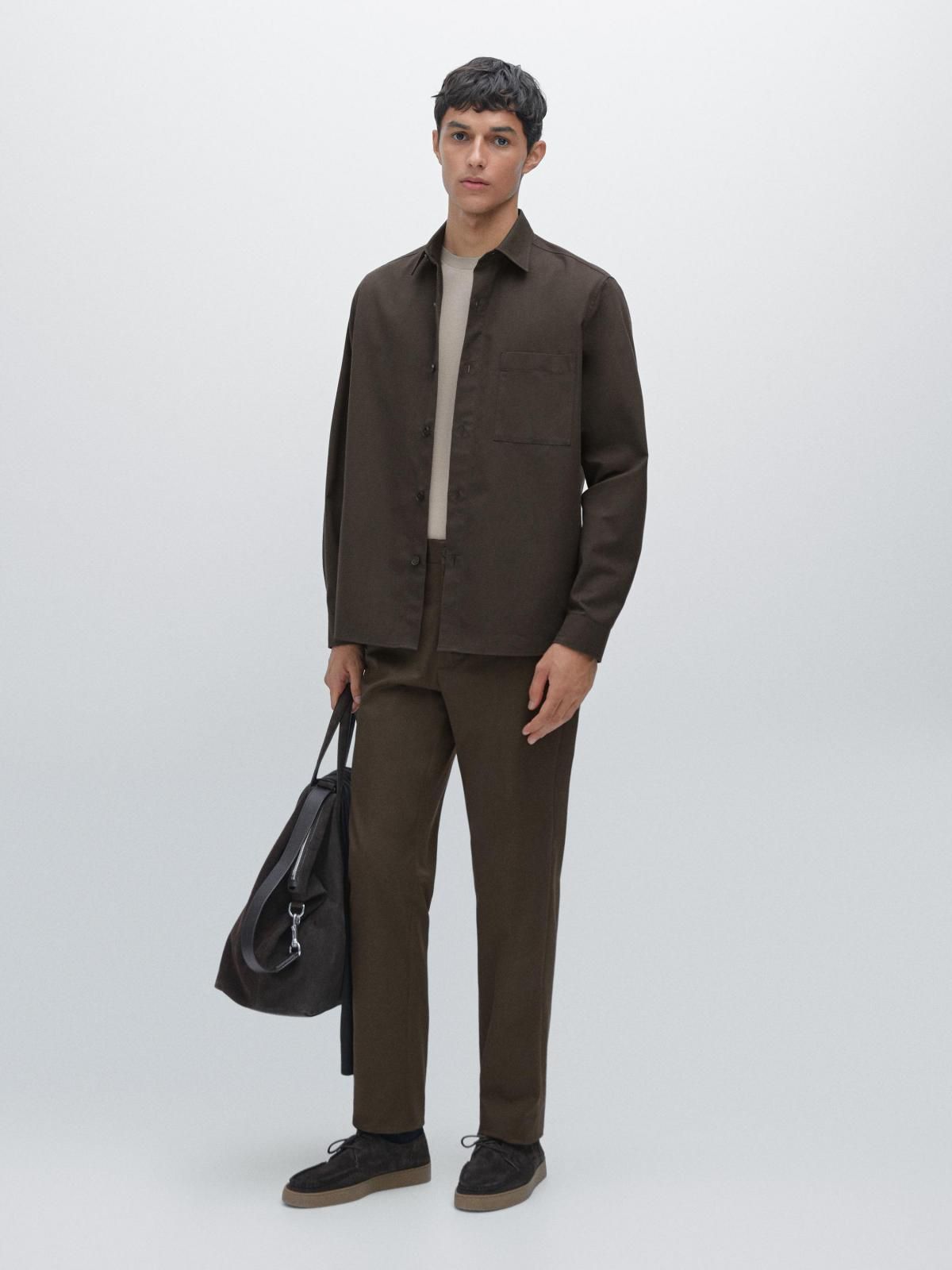 마시모두띠 테이퍼드핏 코튼블렌드 슬랙스 팬츠 0033/006 BROWN - 상세 이미지 2