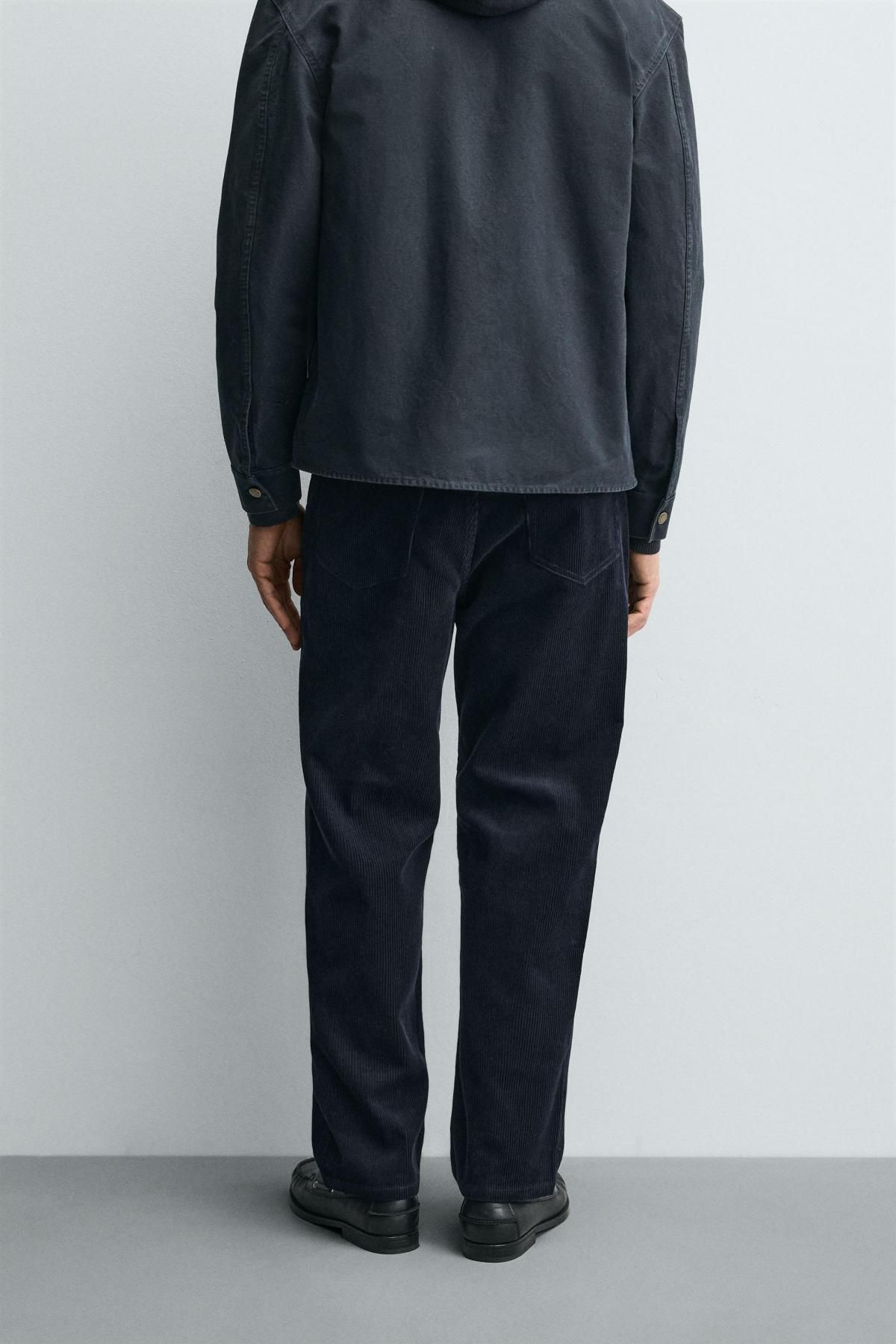 자라 코듀로이 레귤러핏 캐주얼 팬츠 4391/440 NAVY BLUE - 상세 이미지 3