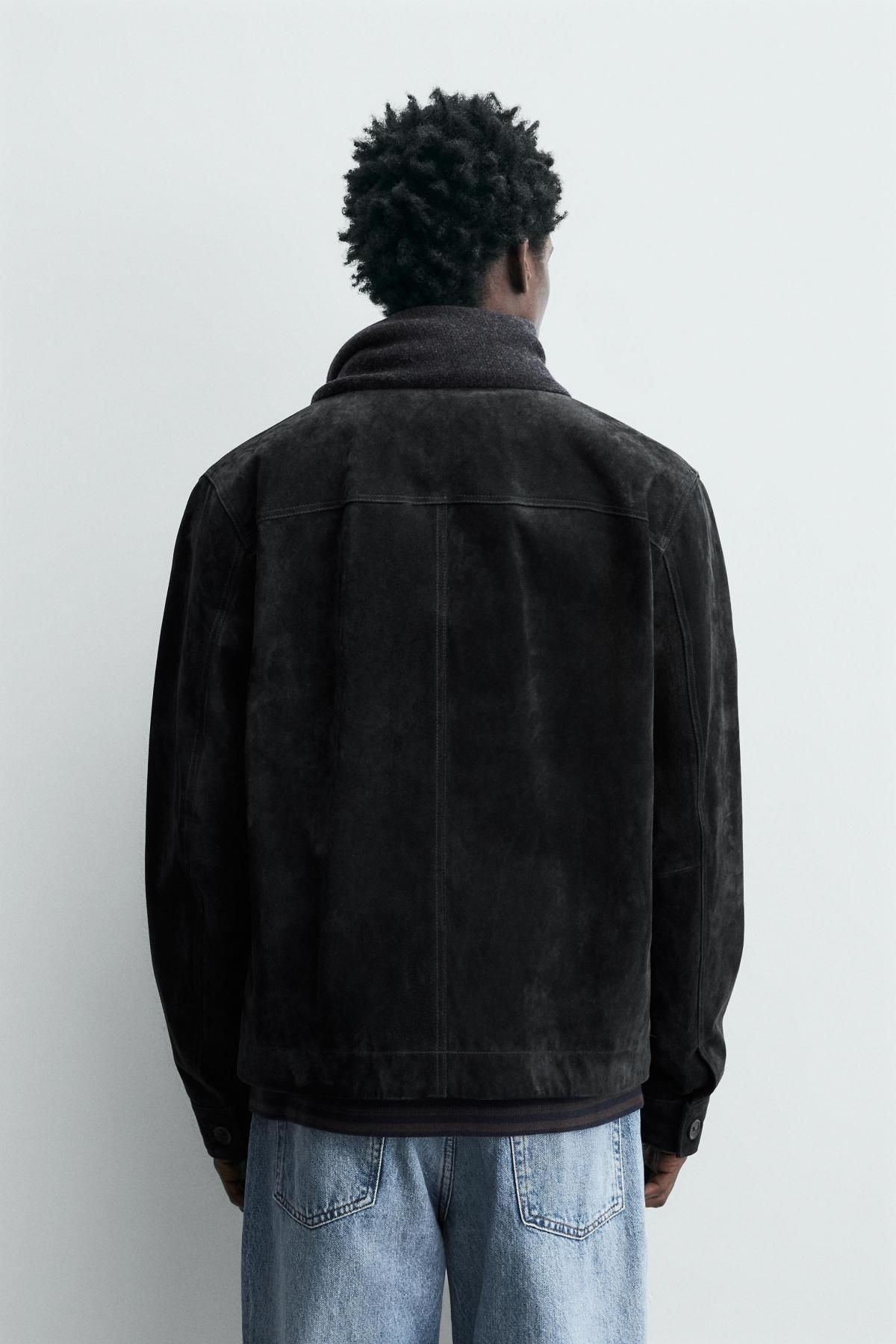 자라 스웨이드 레더 재킷 남성 캐주얼 8281/330 ANTHRACITE GREY - 상세 이미지 4