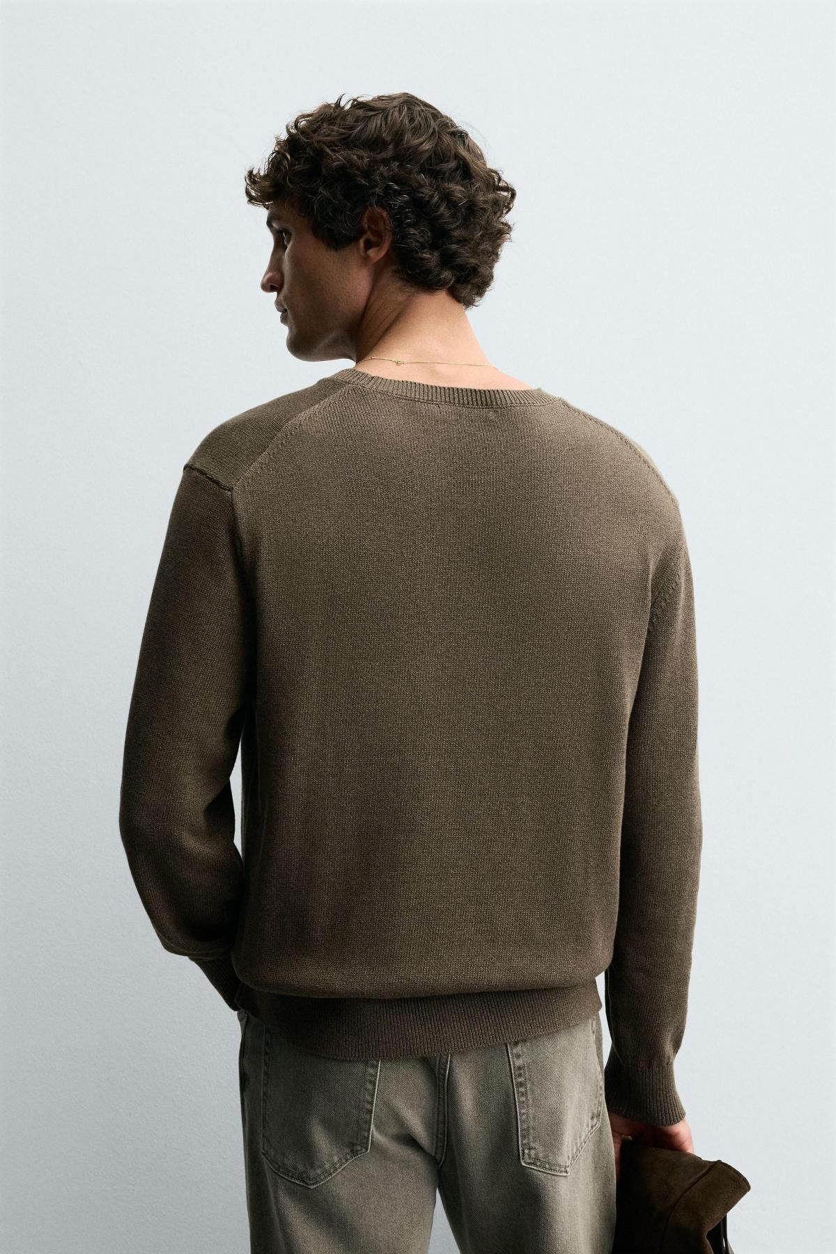 자라 브라운 트위스트 얀 텍스처 라운드 니트 스웨터 2893/308 DARK BROWN - 상세 이미지 4