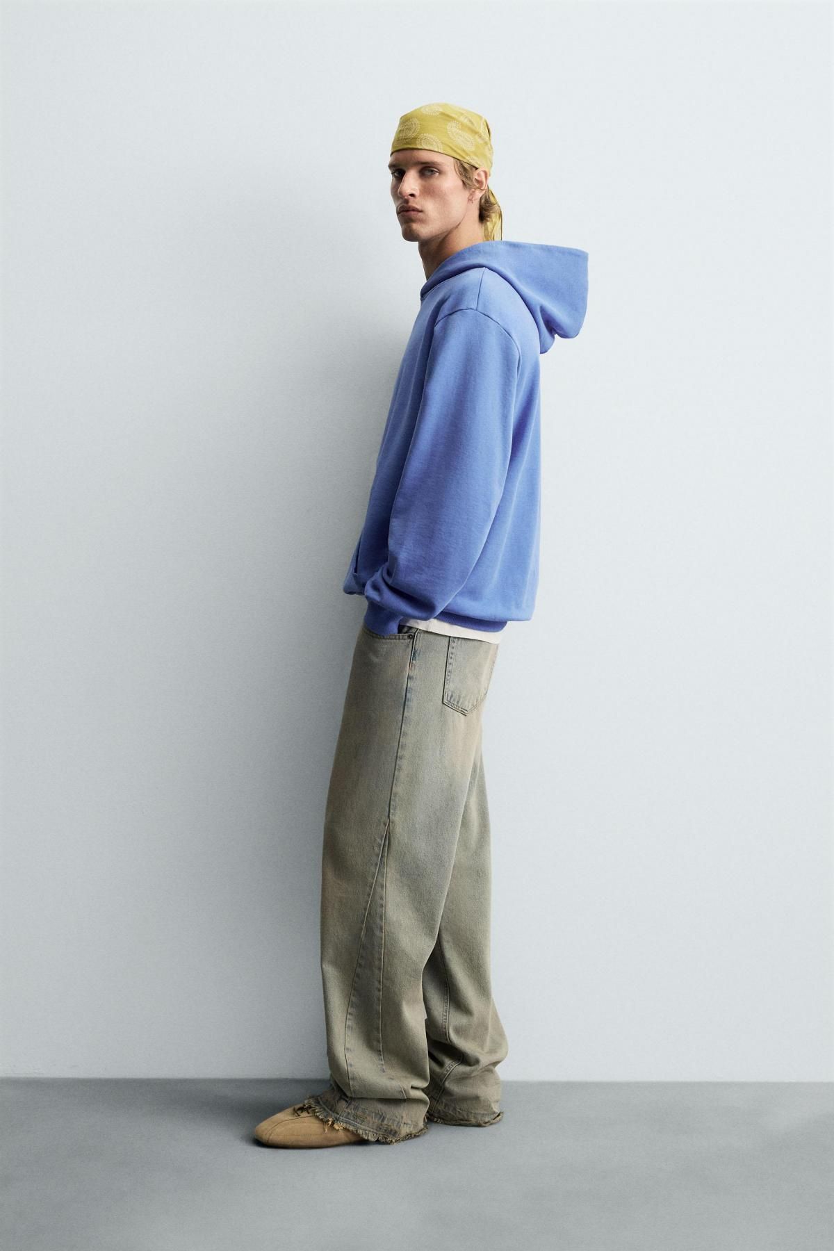 자라 베이직 코튼 블루 후드 스웨트셔츠 0761/370 LIGHT BLUE - 상세 이미지 5