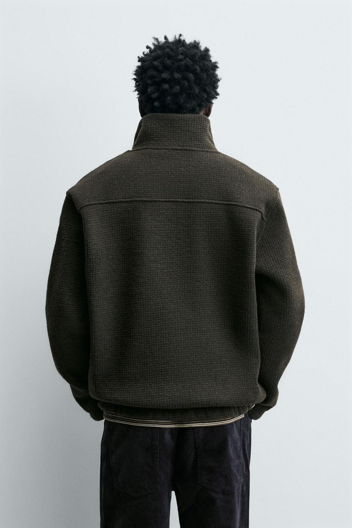 자라 테크니컬 텍스처 지퍼넥 스웨트셔츠 4087/354 DARK GREEN - 상세 이미지 4