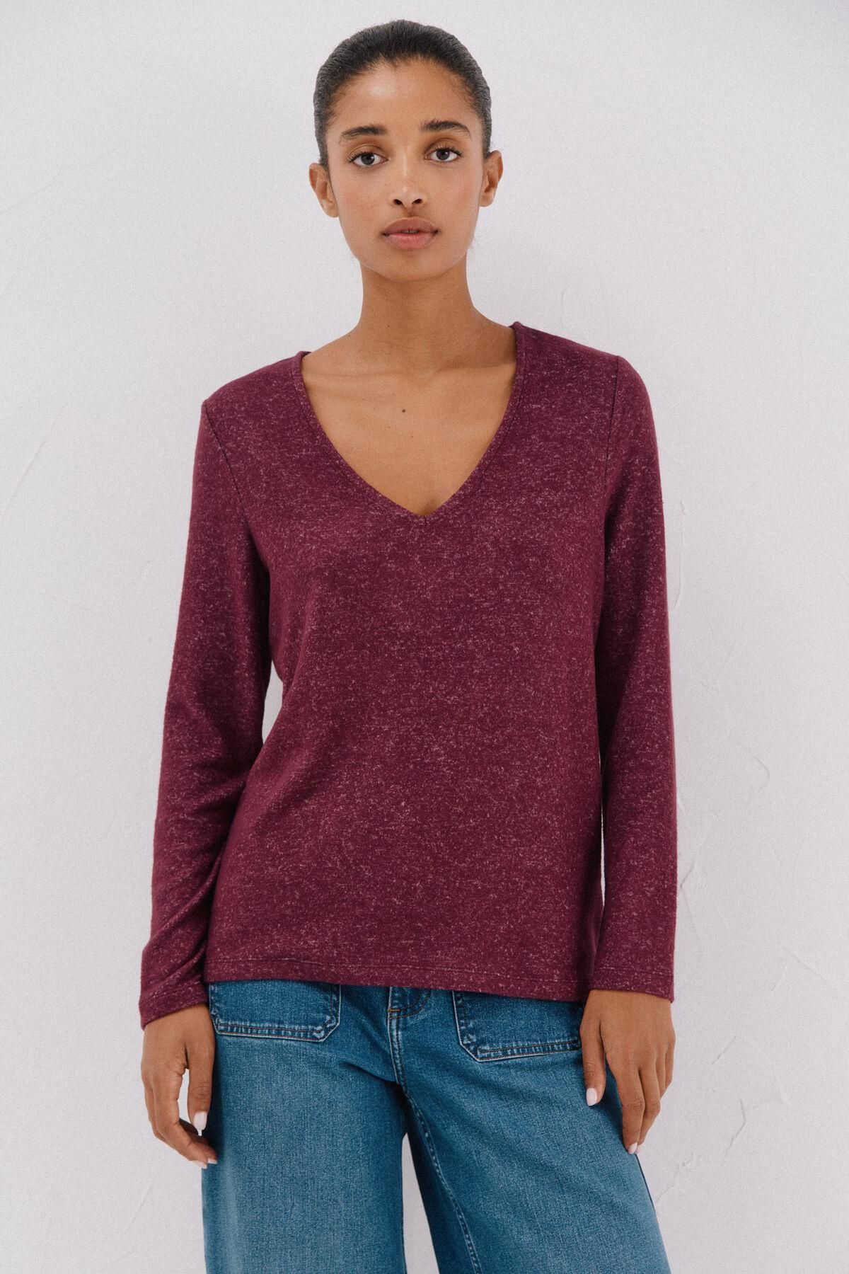꼬르떼피엘 베이직 브이넥 긴팔 티셔츠 5682226 MORADO - 상품 이미지