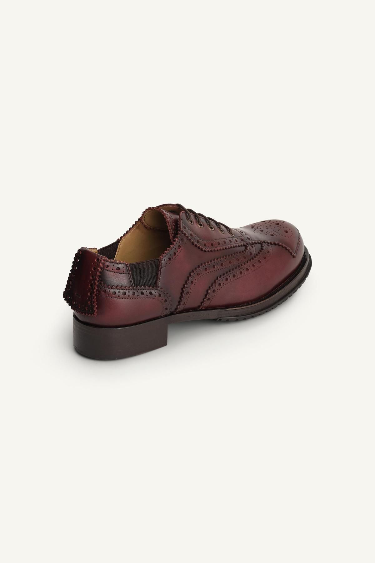 자라 한정판 클래식 브로그 레더 슈즈 2467/620 BURGUNDY RED - 상세 이미지 4
