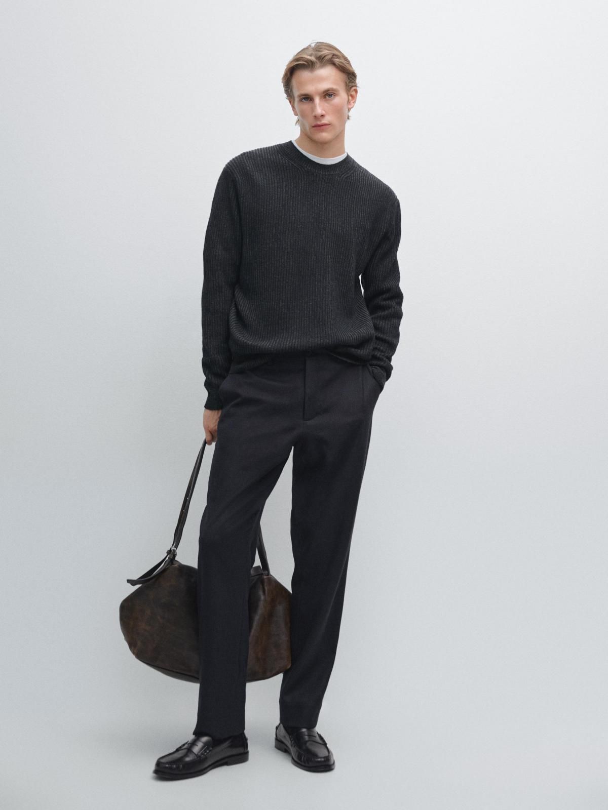 마시모두띠 프리미엄 울블렌드 라운드 니트 스웨터 1058/240 NAVY BLUE - 상세 이미지 2